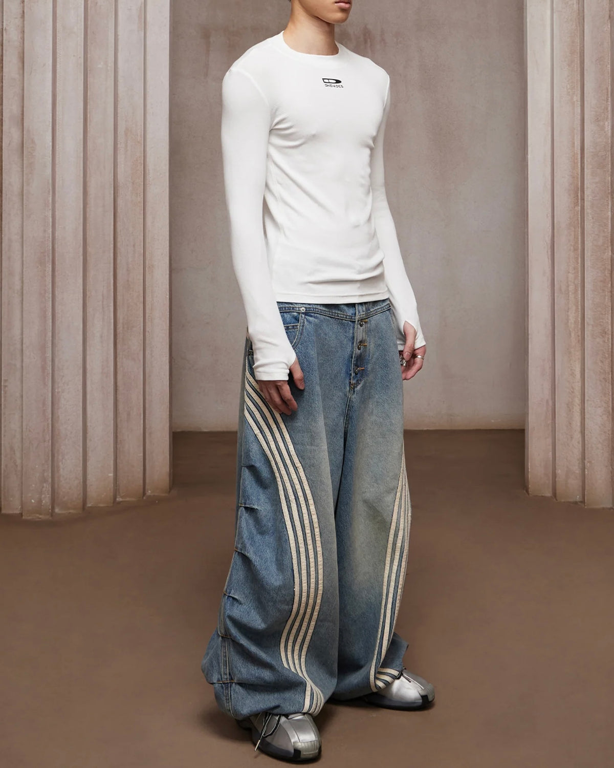 【DND4DES】Sport Pleated Washed Denim Pants