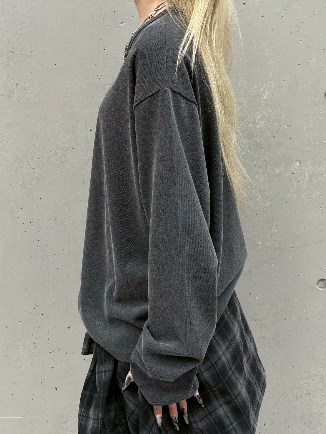 受注制【nmtc+】double button henley neck long sleeve (2color)