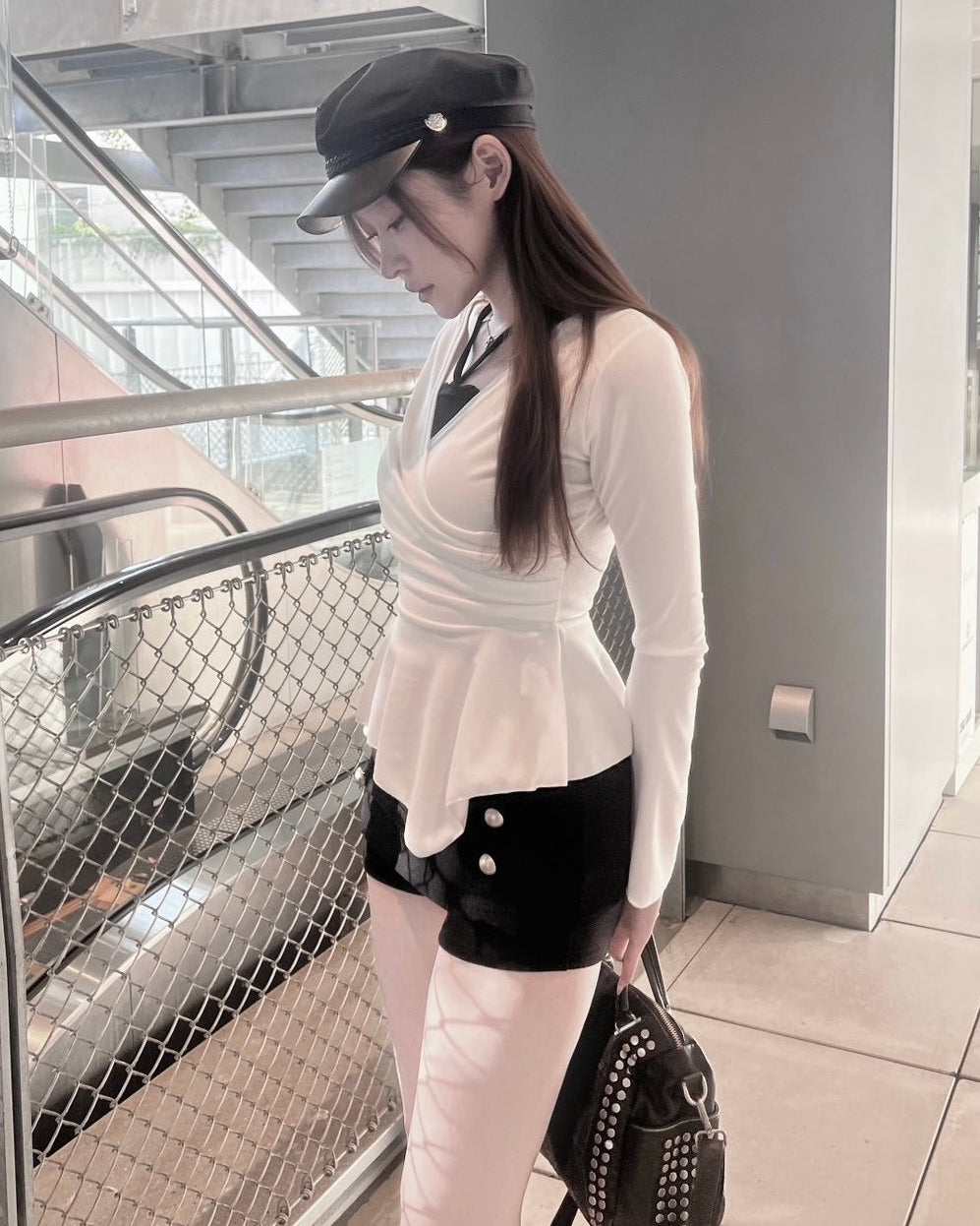 受注制【nmtc+】Draped Peplum Wrap Top (2color)