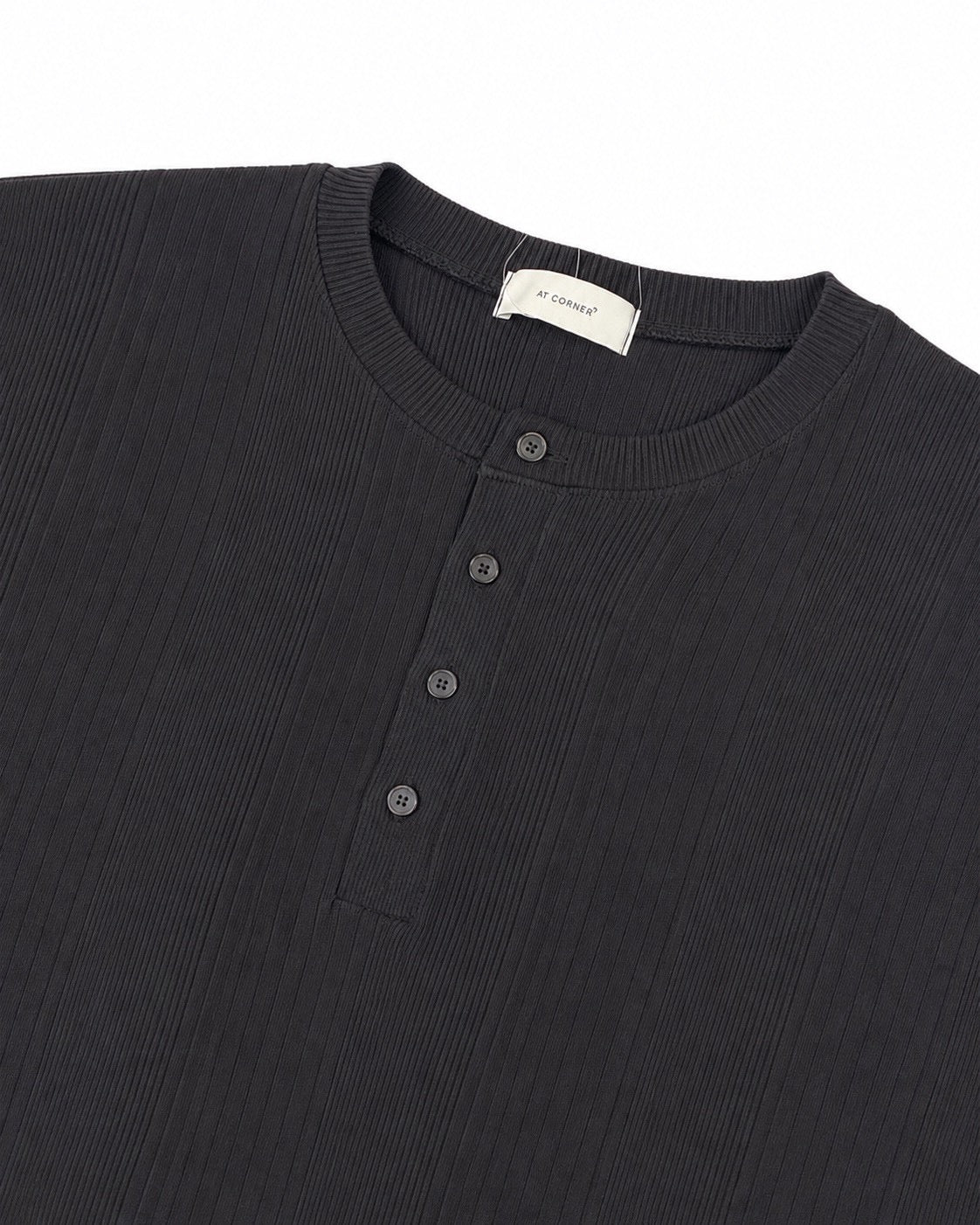 受注制【nmtc+】Ribbed Henley Neck Tee (3color)