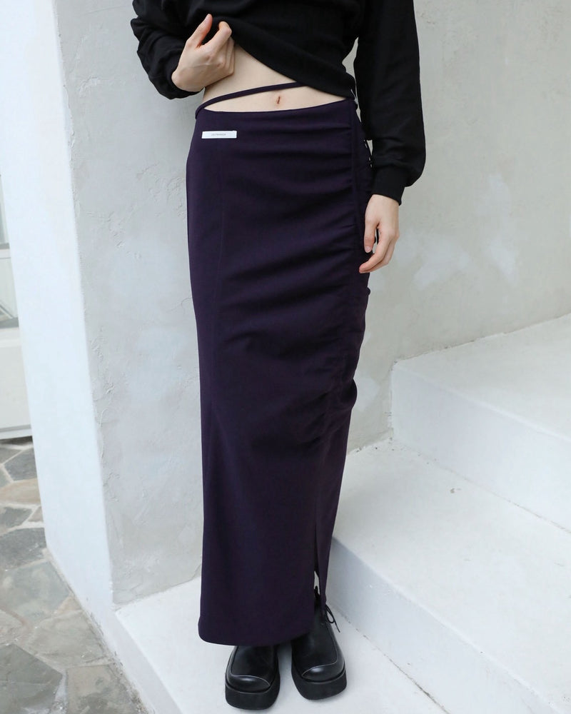 【Uglyshadow】RUCHED LONG TIE SKIRT