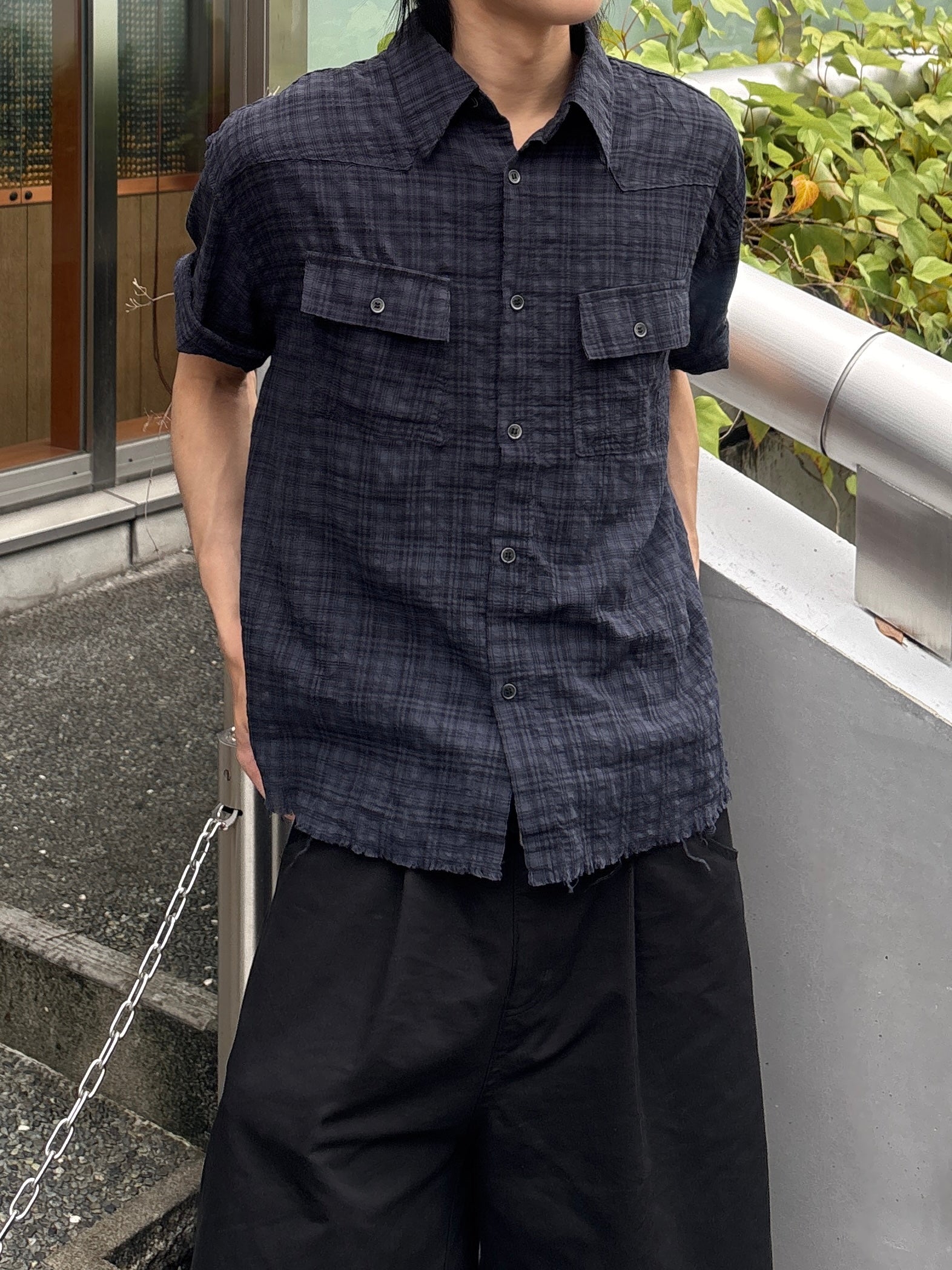 受注制【youll】Cut off half sleeve check shirt (3color)