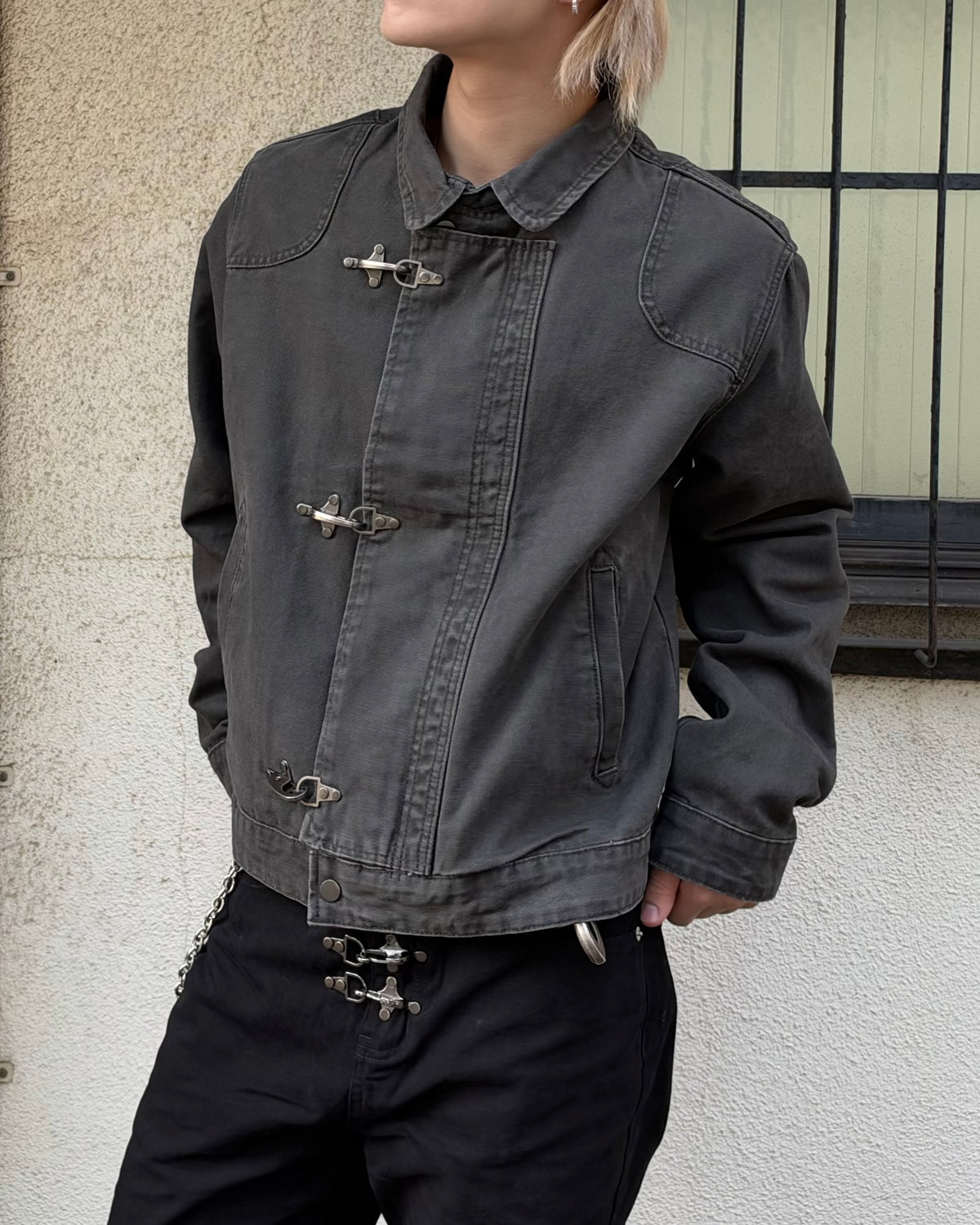 大阪店WEB限定受注制【Chikashitsu +】design hook cropped jacket (3color)