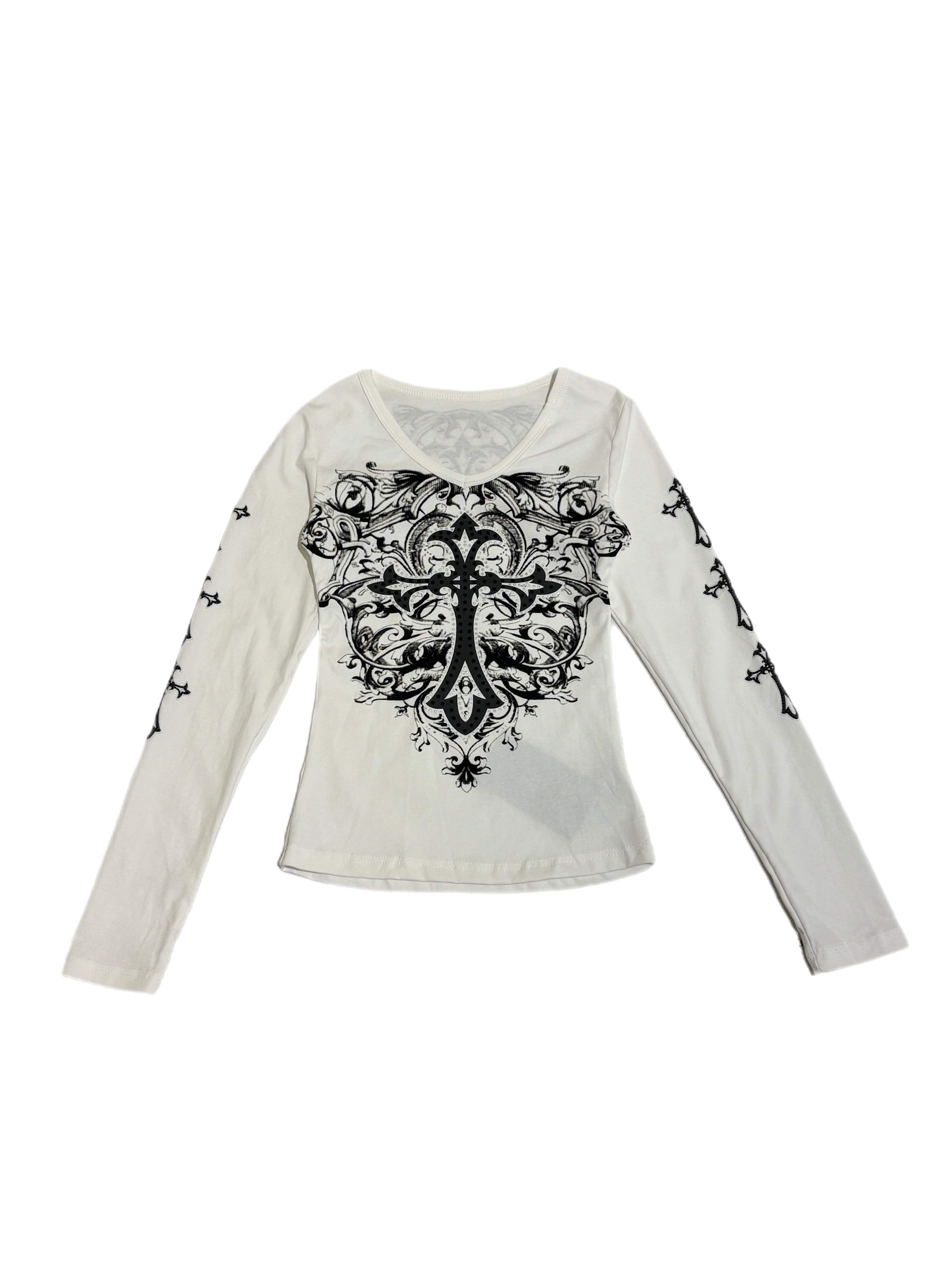 国際配送【BABY09】 vintage cross stone long sleeve