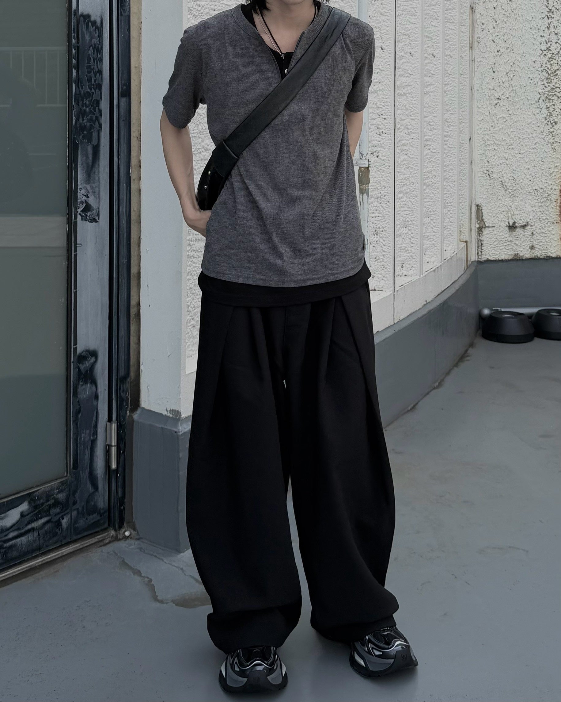 受注制【nmtc+】Half Zip-Up Slim Tee (3color)