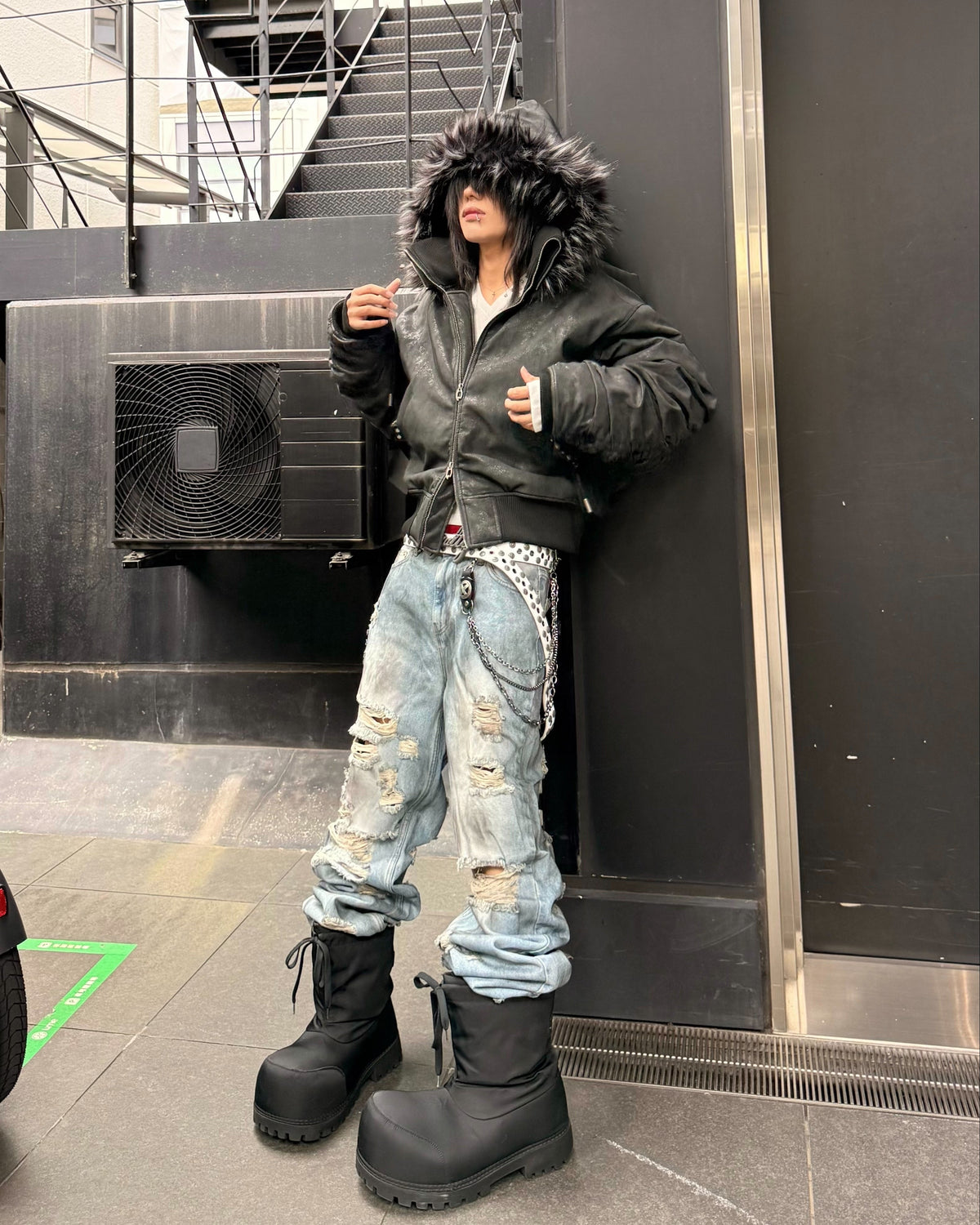 受注制【Never mind the XU】OIL WASH DISTRESSED DENIM (2color)