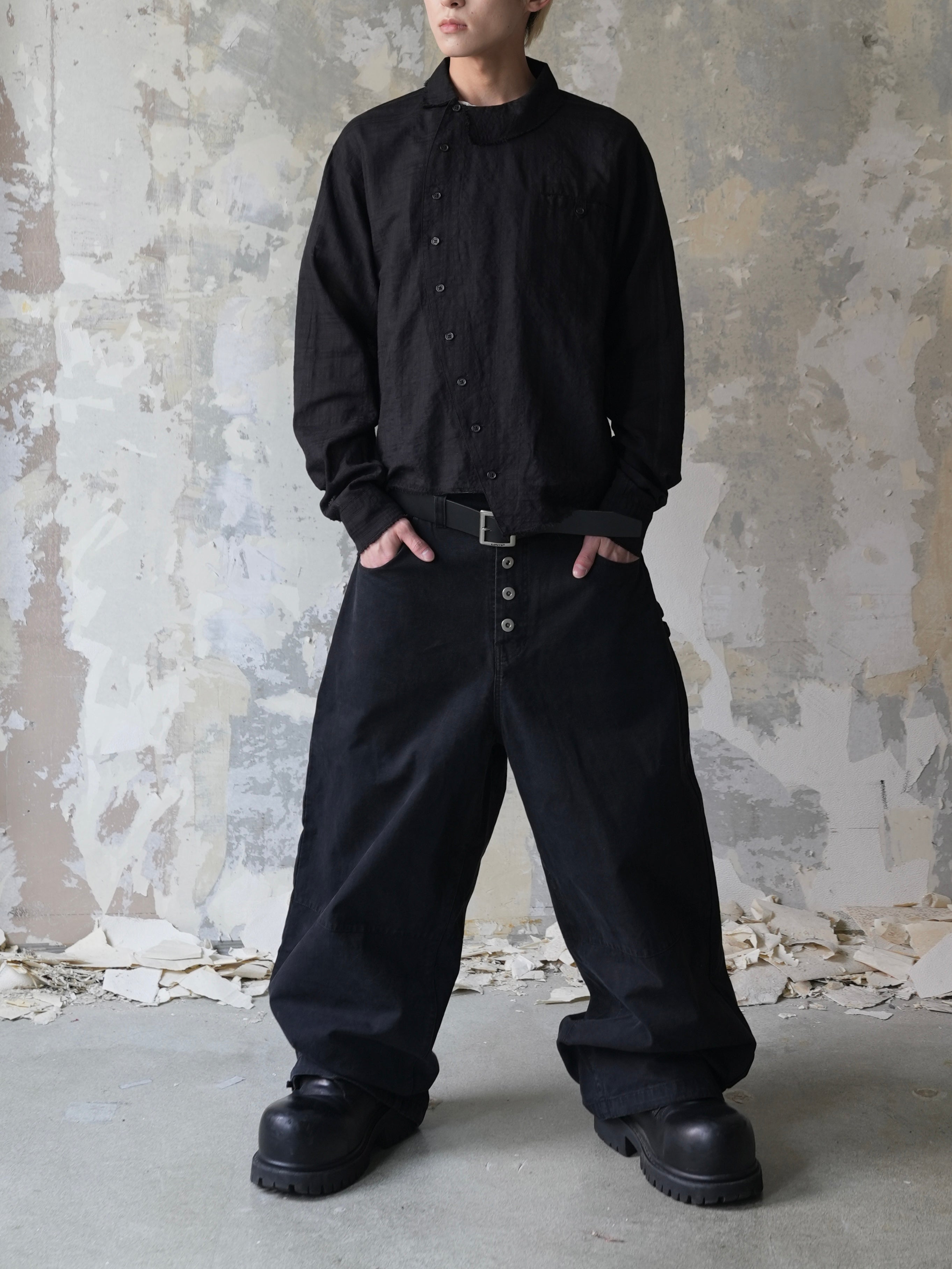 【Lee fi Ne】Offset Sheer Check Shirt