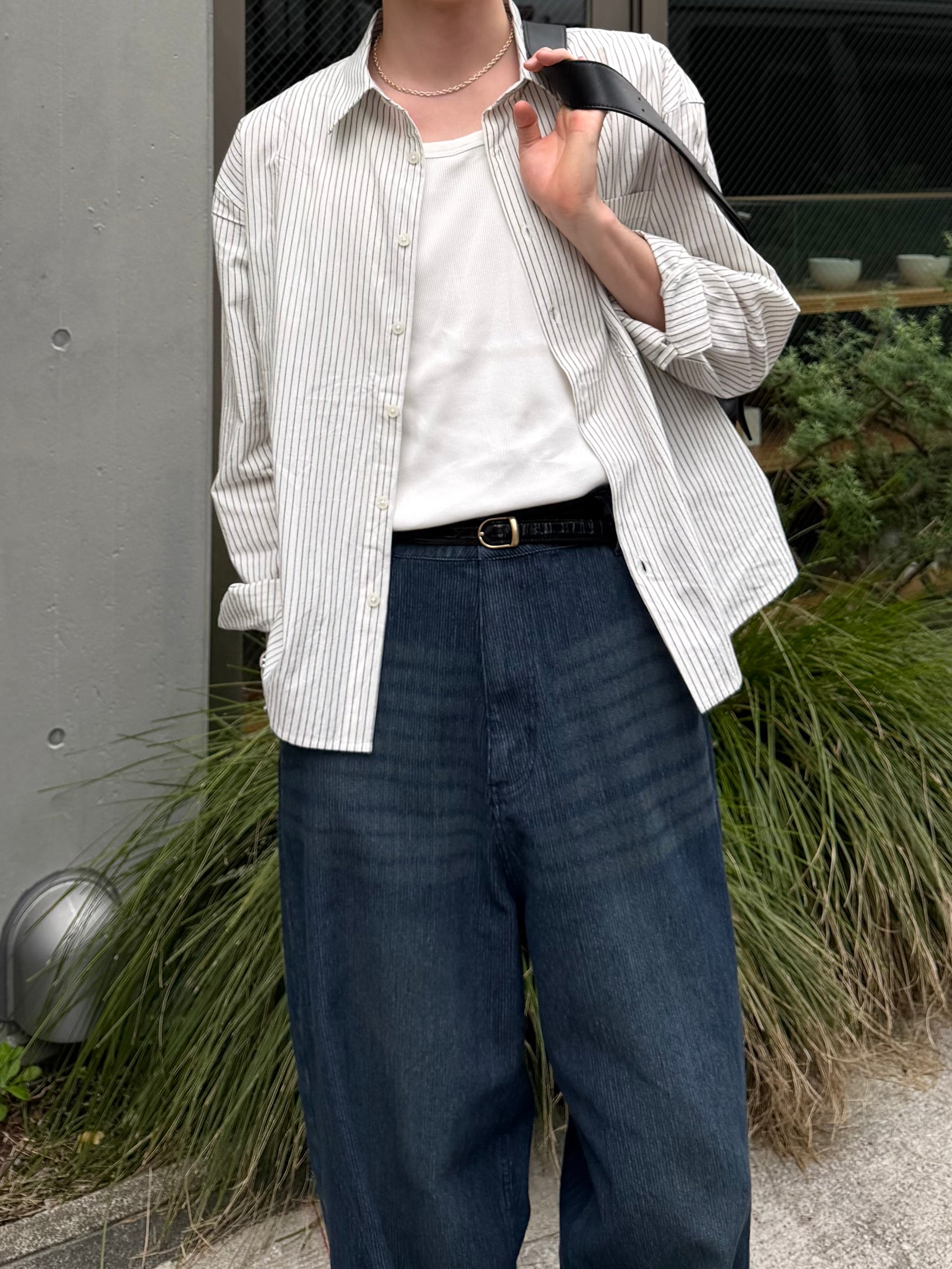 東京店WEB限定受注制【Chikashitsu +】compact stripe shirt (2color)