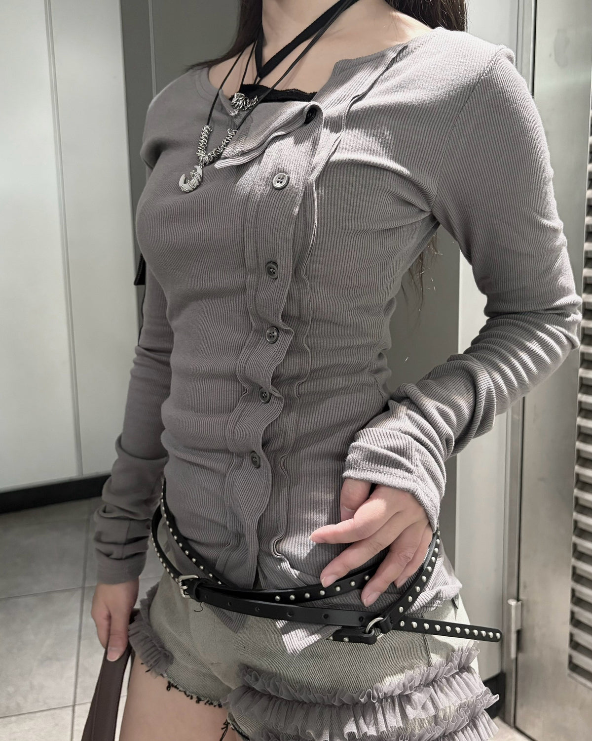 受注制【nmtc+】Double Button Rib Cardigan (2color)