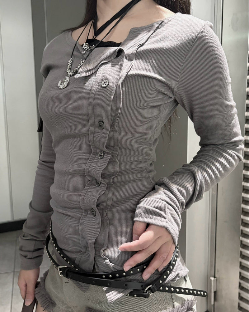 受注制【nmtc+】Double Button Rib Cardigan (2color)