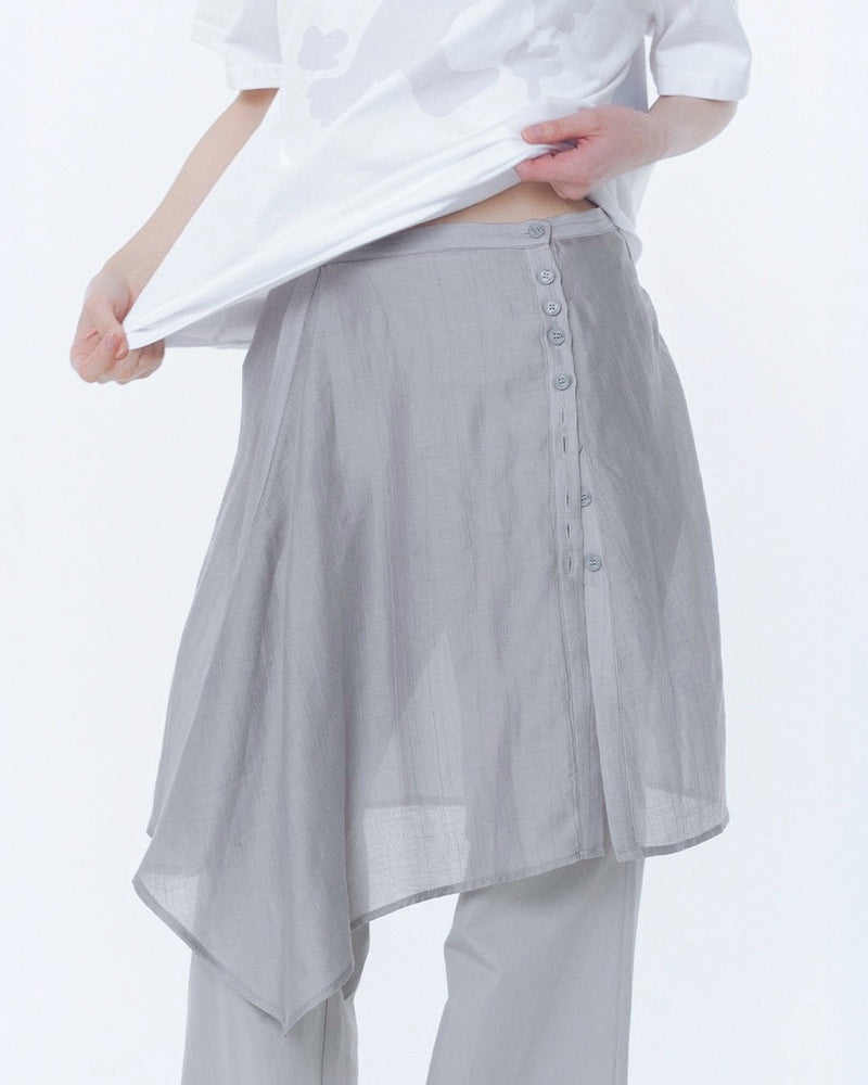 【Miseki seoul】Button layered wrap skirt