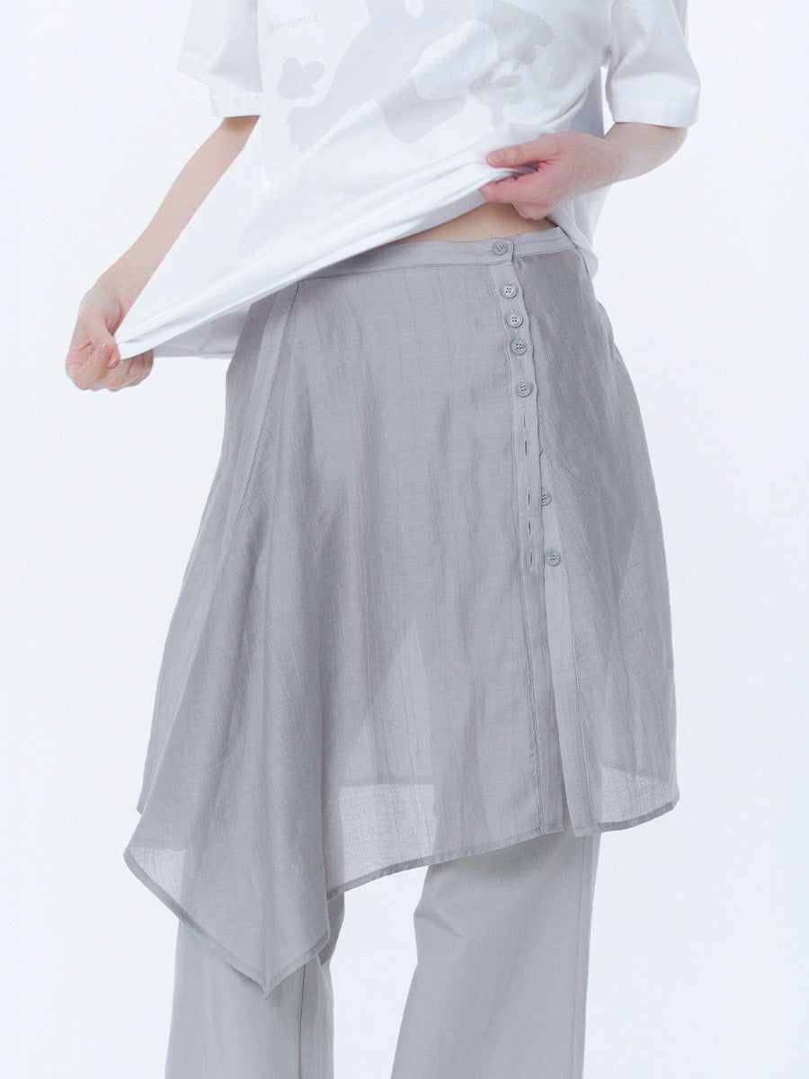 【Miseki seoul】Button layered wrap skirt
