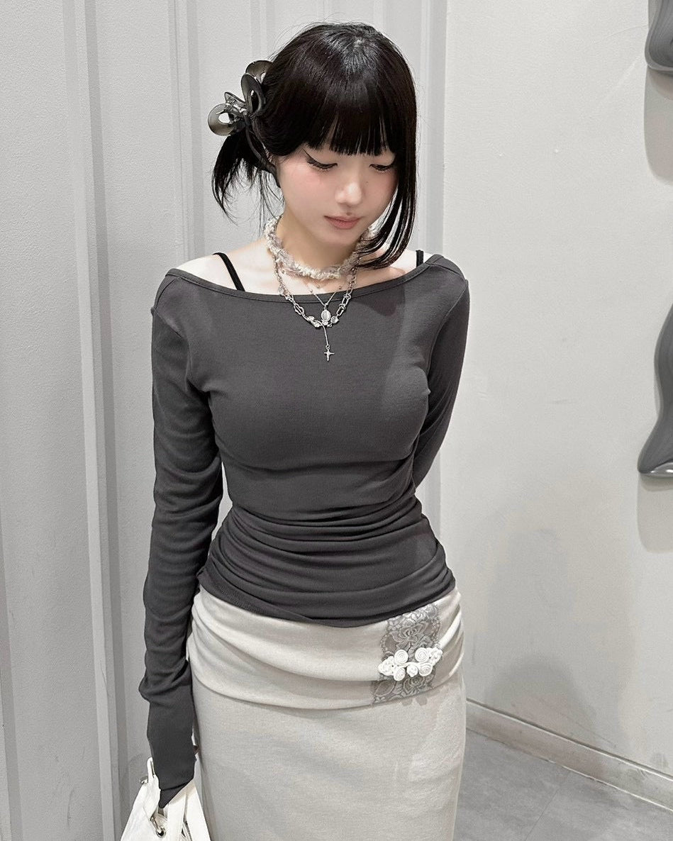 受注制【nmtc+】Ribbon Layered Long Sleeve Top (2color)