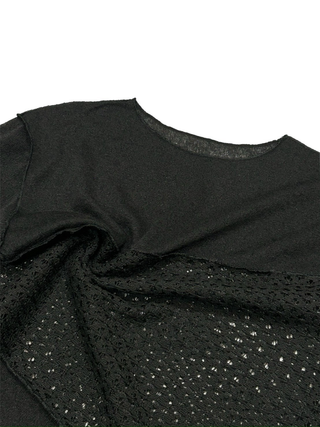 受注制【OaKS】mesh patchwork sheer knit (2color)