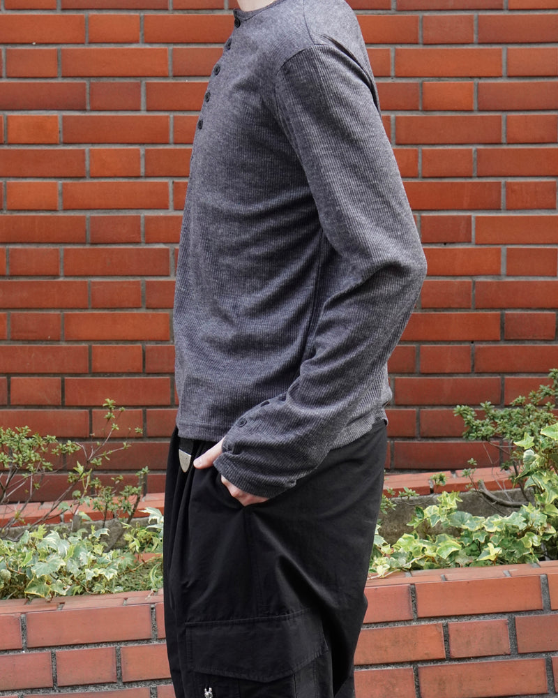 東京店WEB限定受注制【Chikashitsu +】rib knit henley neck tee (3color)