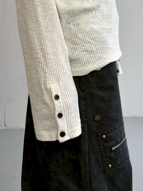 受注制【LUV CODE】henley neck long sleeve tee (4color)