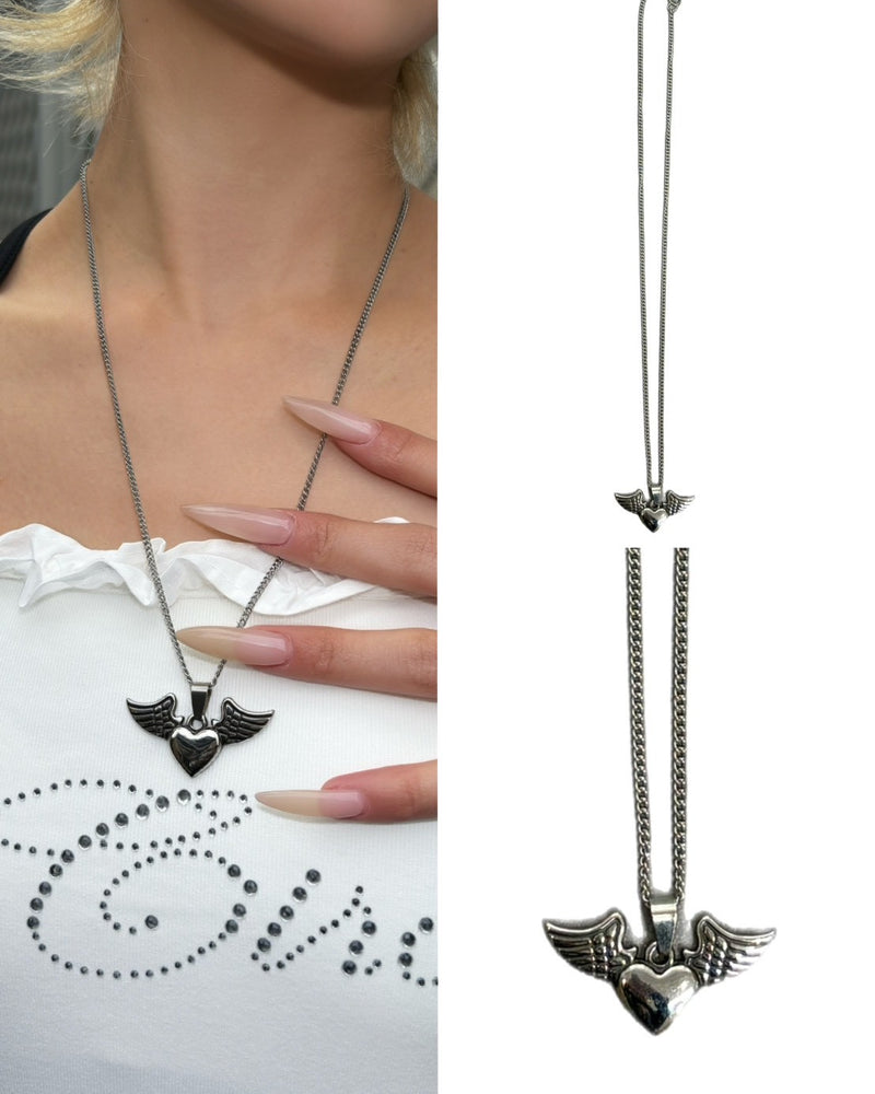 受注制【Never mind the XU】heart wing necklace