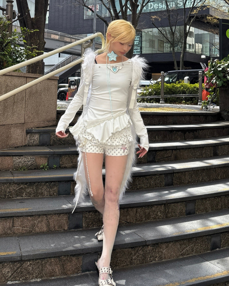 国際配送【Never mind the XU】star print skirt pants (3color)
