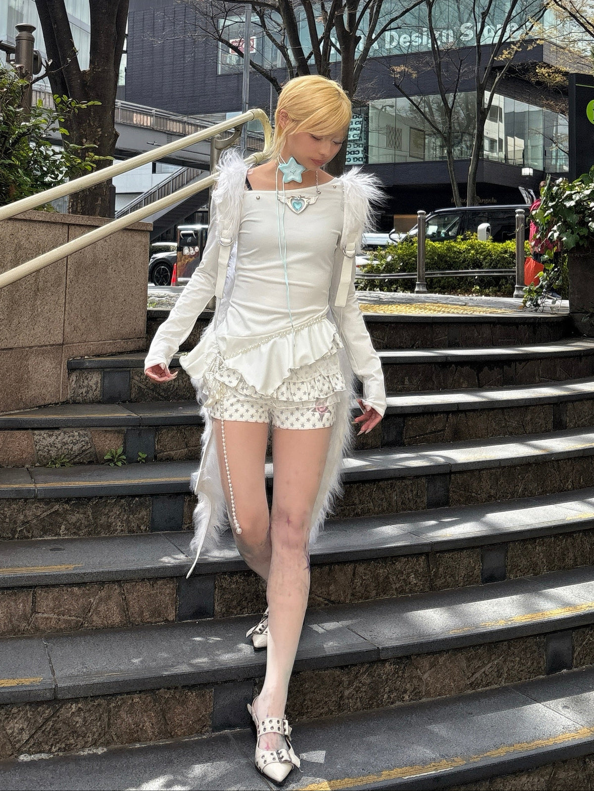 国際配送【Never mind the XU】star print skirt pants (3color)