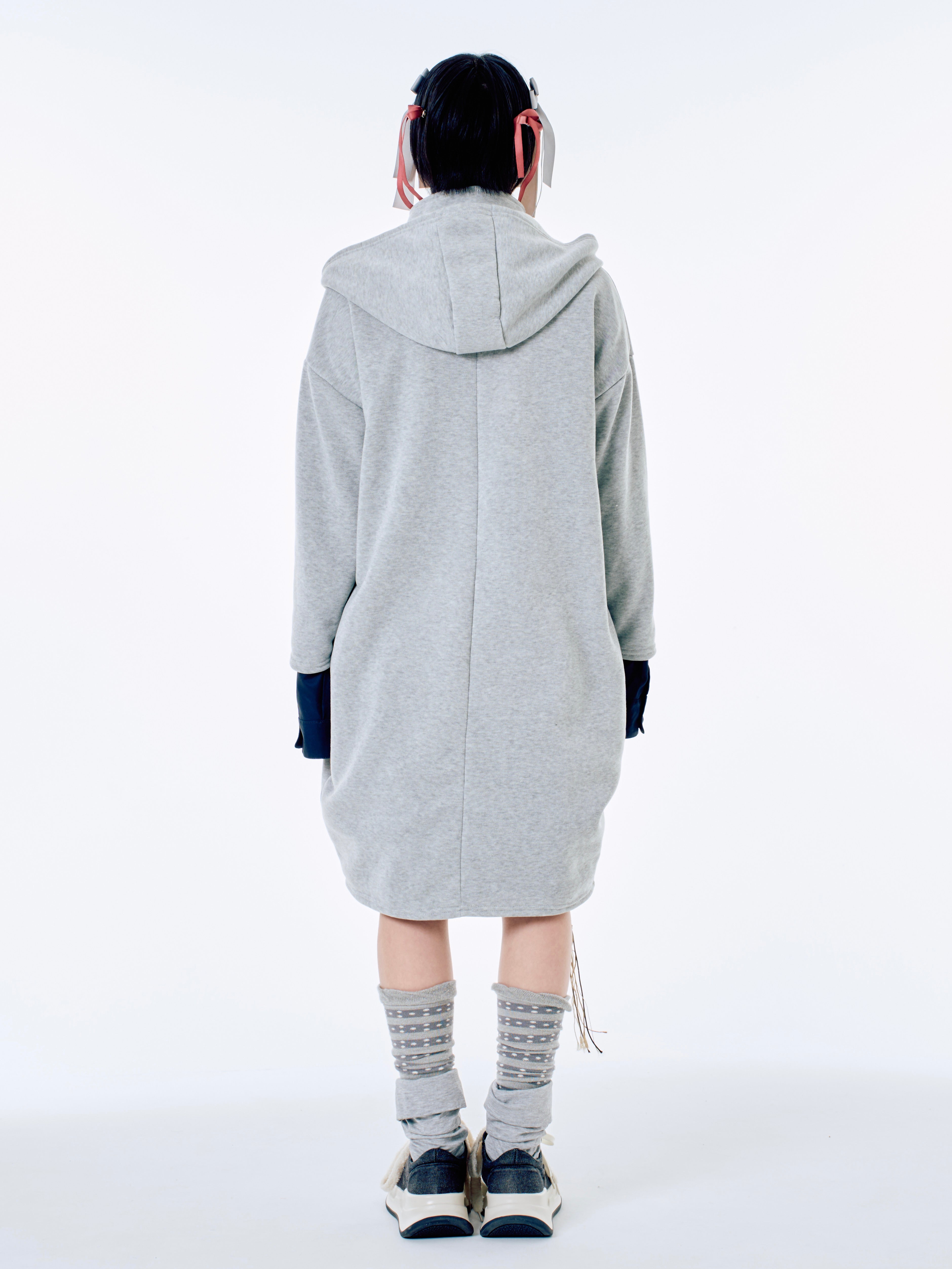 国際配送【Nerd out XU】big layered zip hoodie (2color) / 【ナードアウトエックスユー】ビックレイヤードジップフーディー