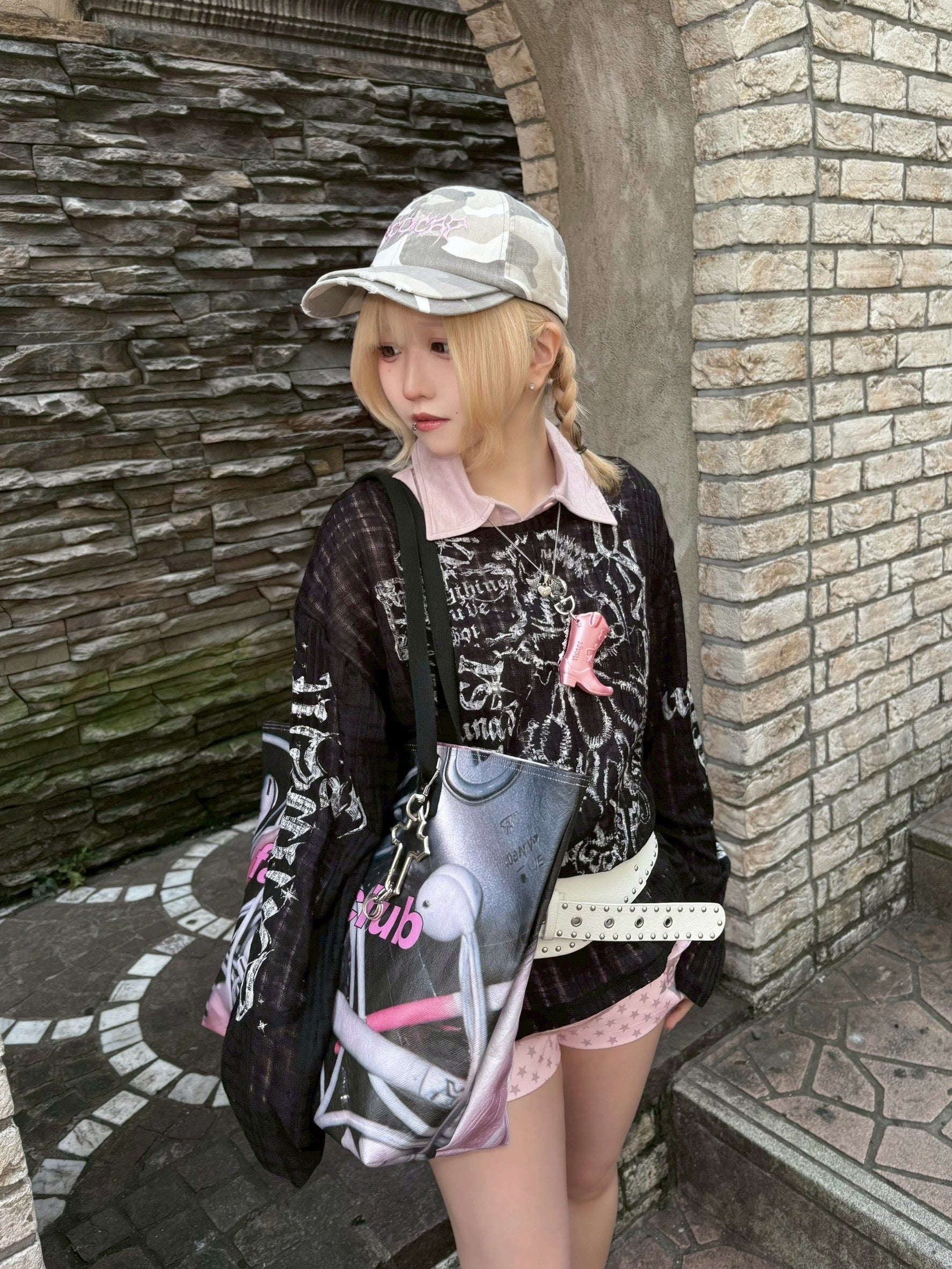 【BABY09】lettering see-through tops (2color)
