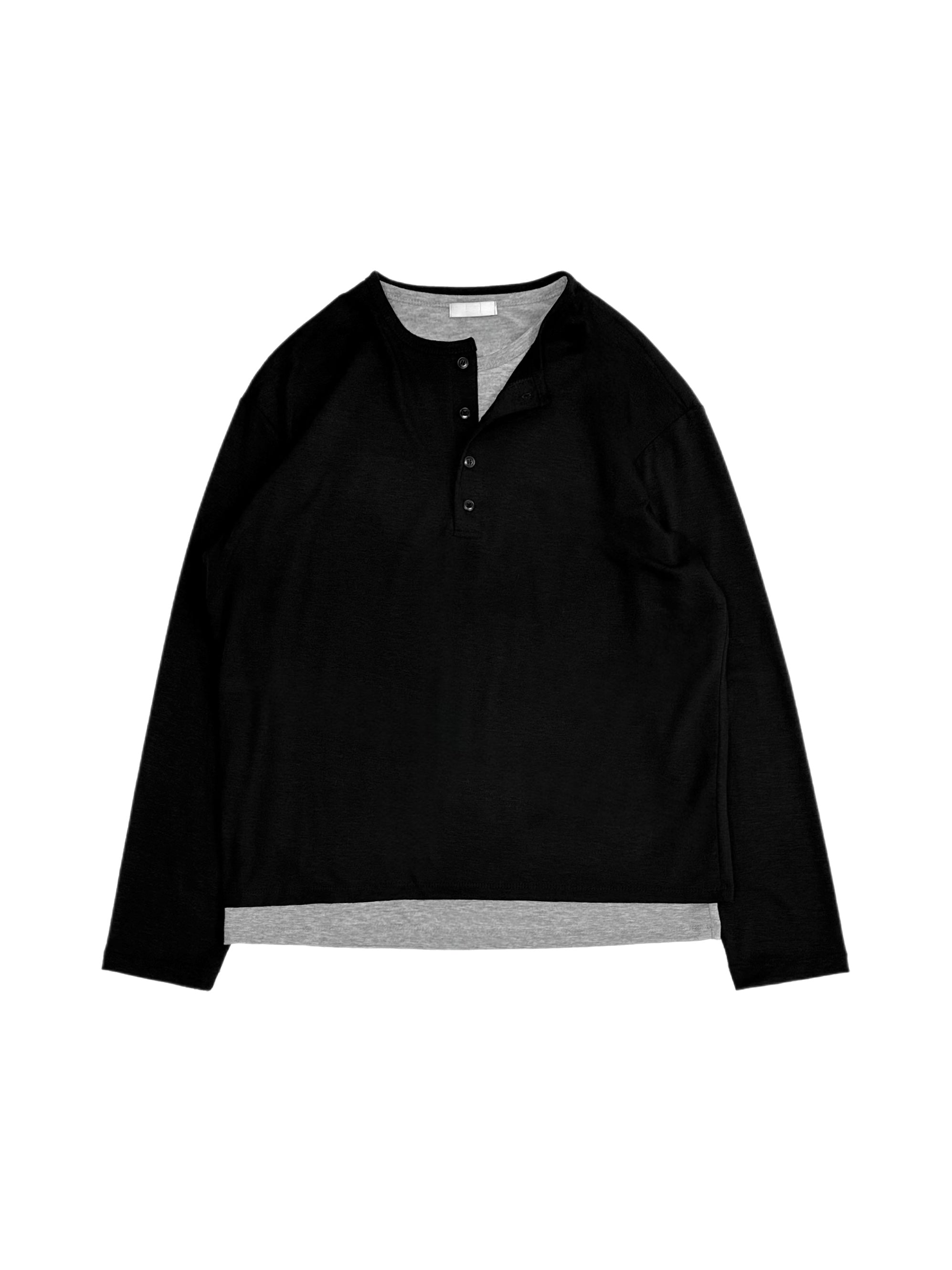 4/10 20:00発売 受注制【Chikashitsu +】double layered henry neck long sleeve