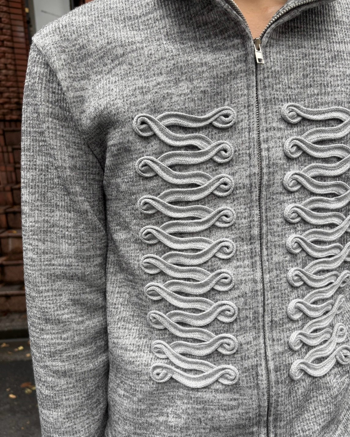 受注制【nmtc+】Napoleon Detail Rib Knit Zip Up Jacket (2color)