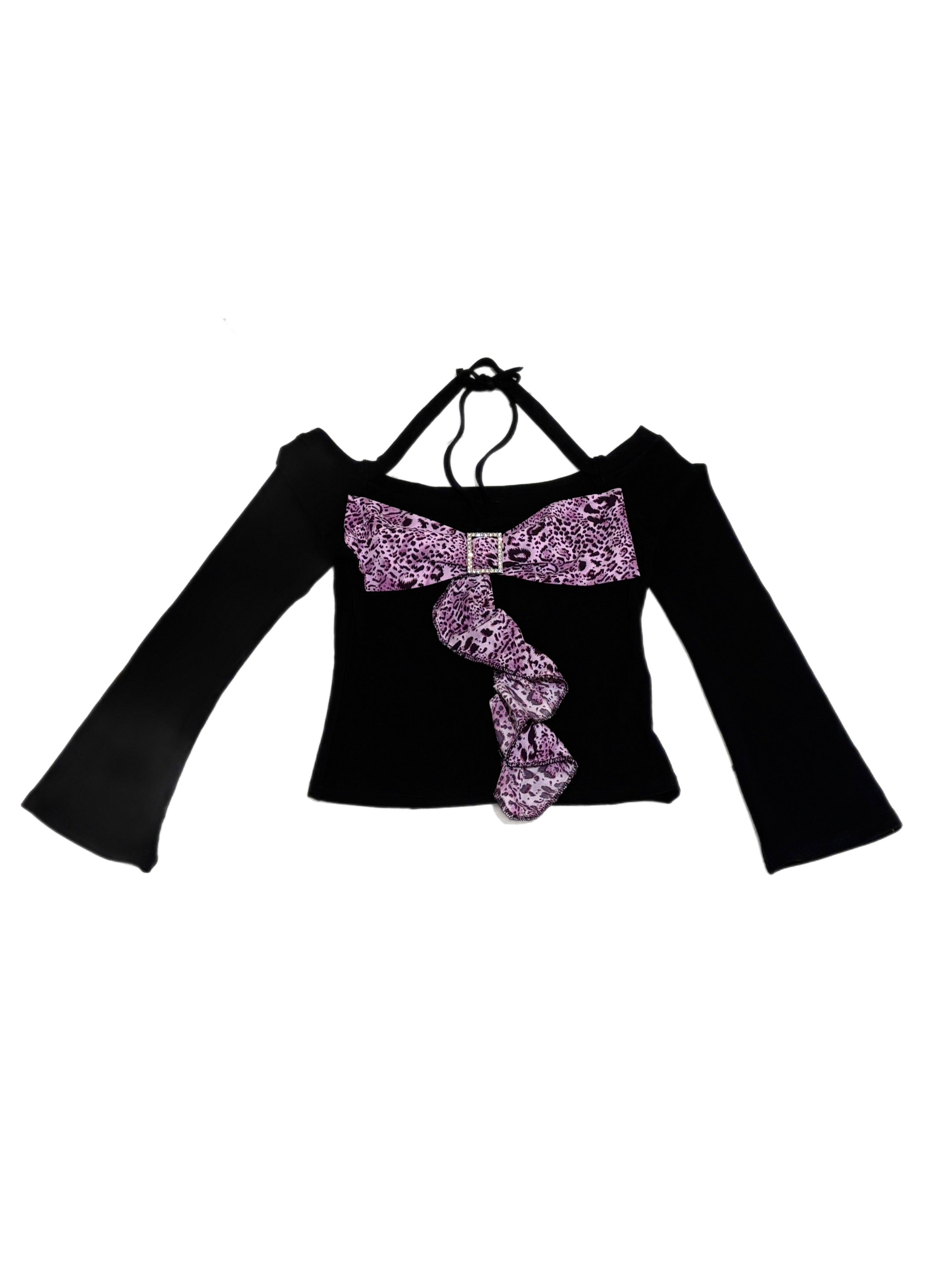 【BABY09】 baby leopard ribbon tops (2color)
