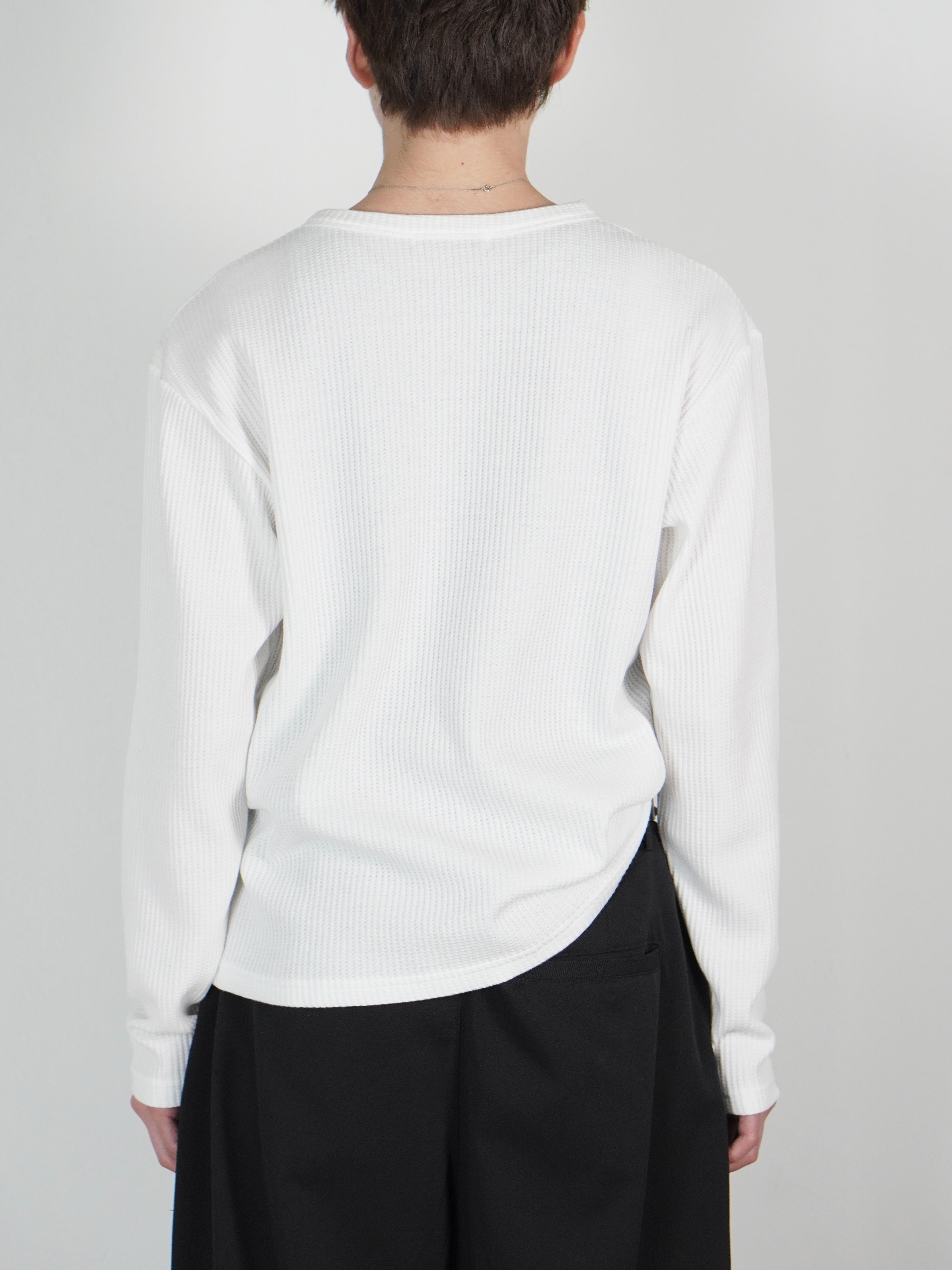 受注制【Chikashitsu +】metal zip waffle long sleeve (2color)