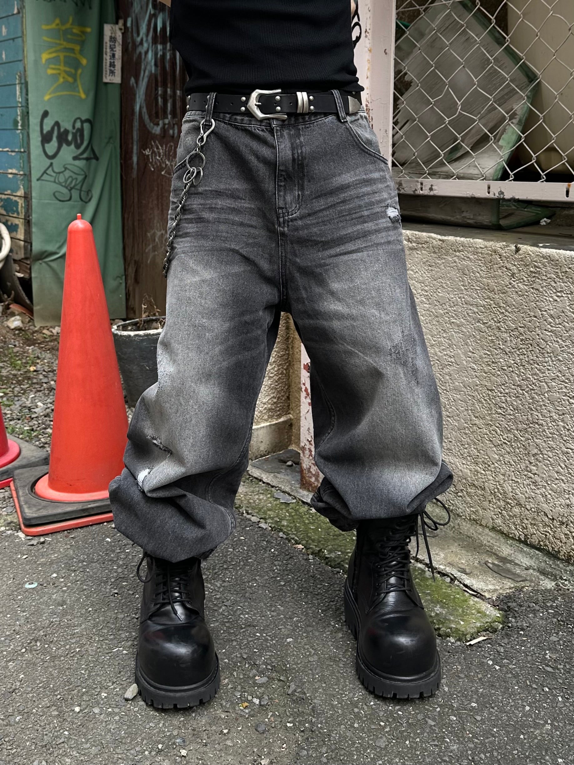 大阪店WEB限定受注制【Chikashitsu +】double back pocket denim pants (2color)