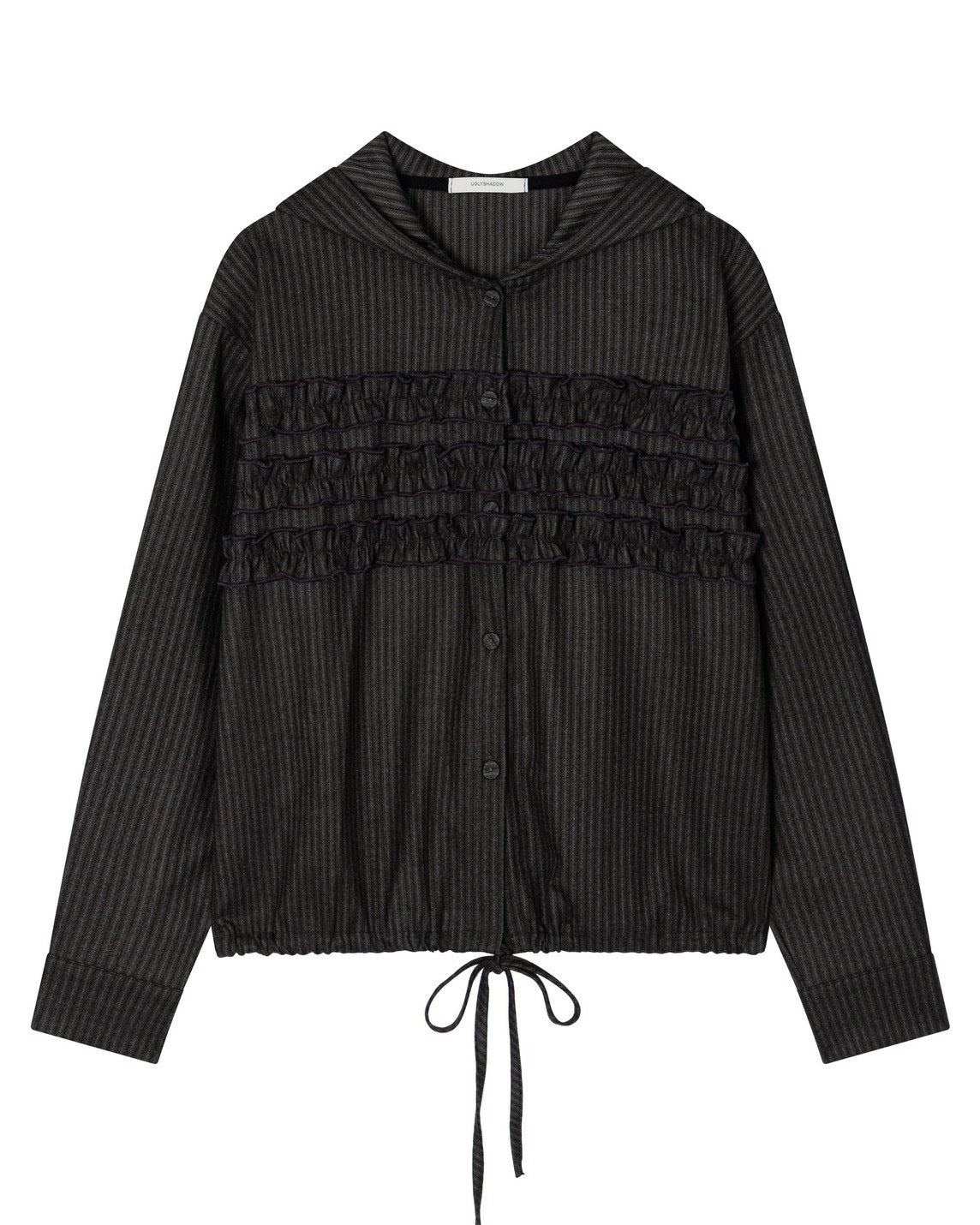 【Uglyshadow】STRIPE RUFFLE HOODED SHIRT