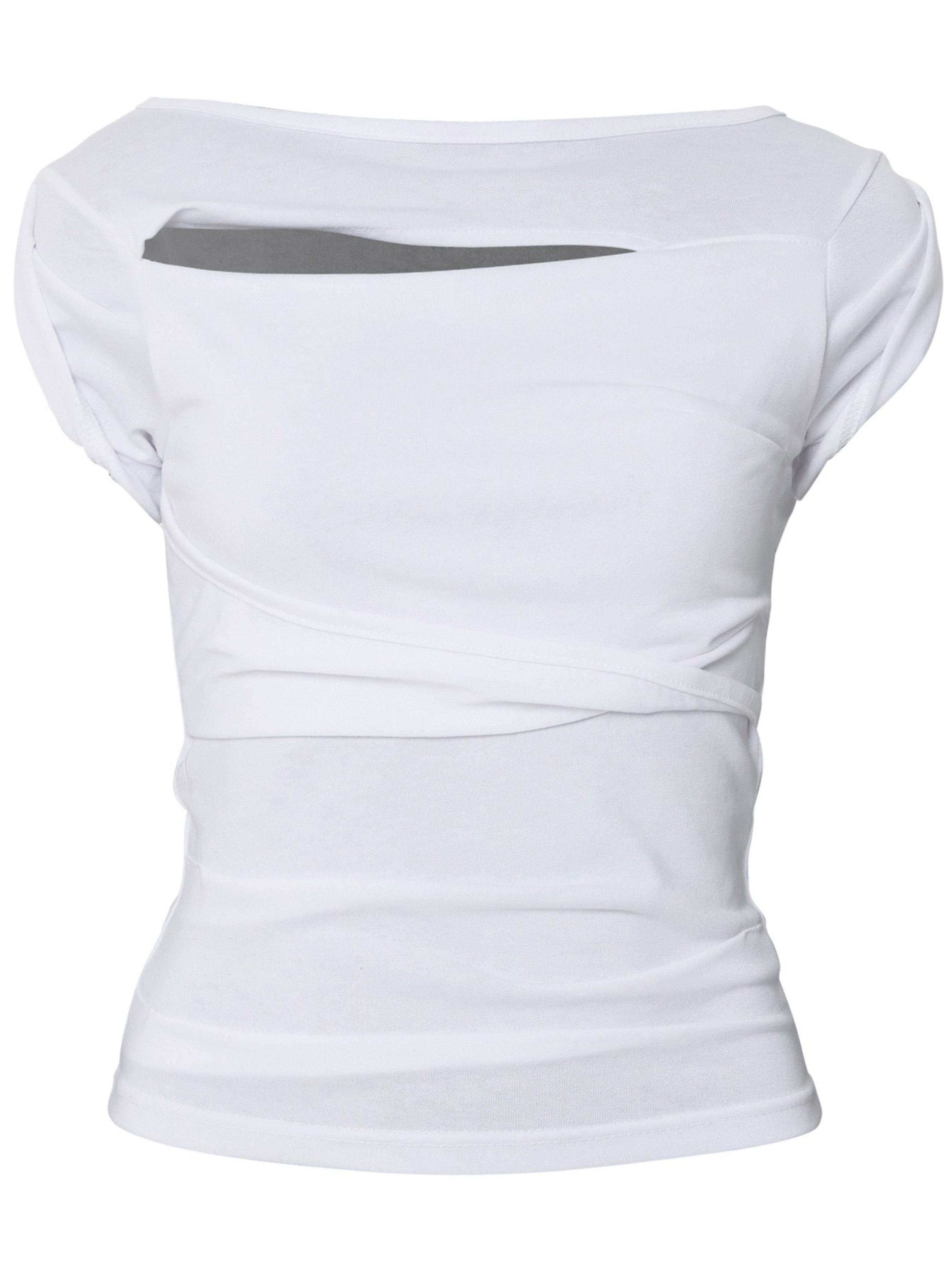 6/22 21:00発売【FLAREUP】Asymmetrical Draped Roll-Up T-Shirt