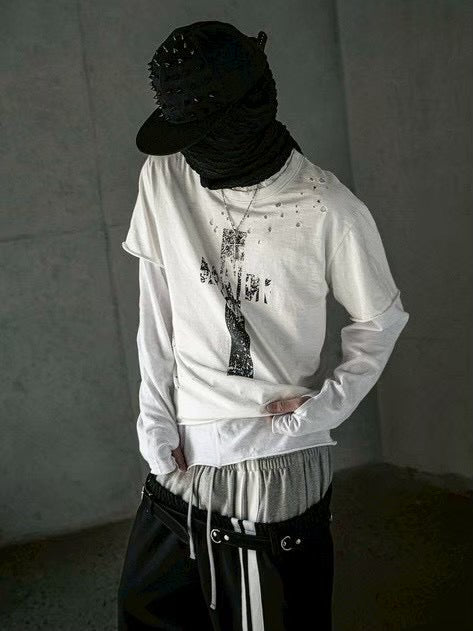 【roaringrad】Cross Damage Slub T-Shirt