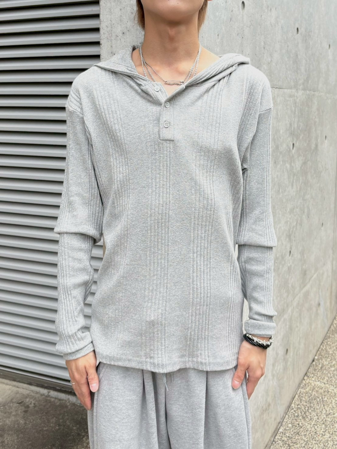 受注制【nmtc+】hooded henley neck long sleeve (3color)
