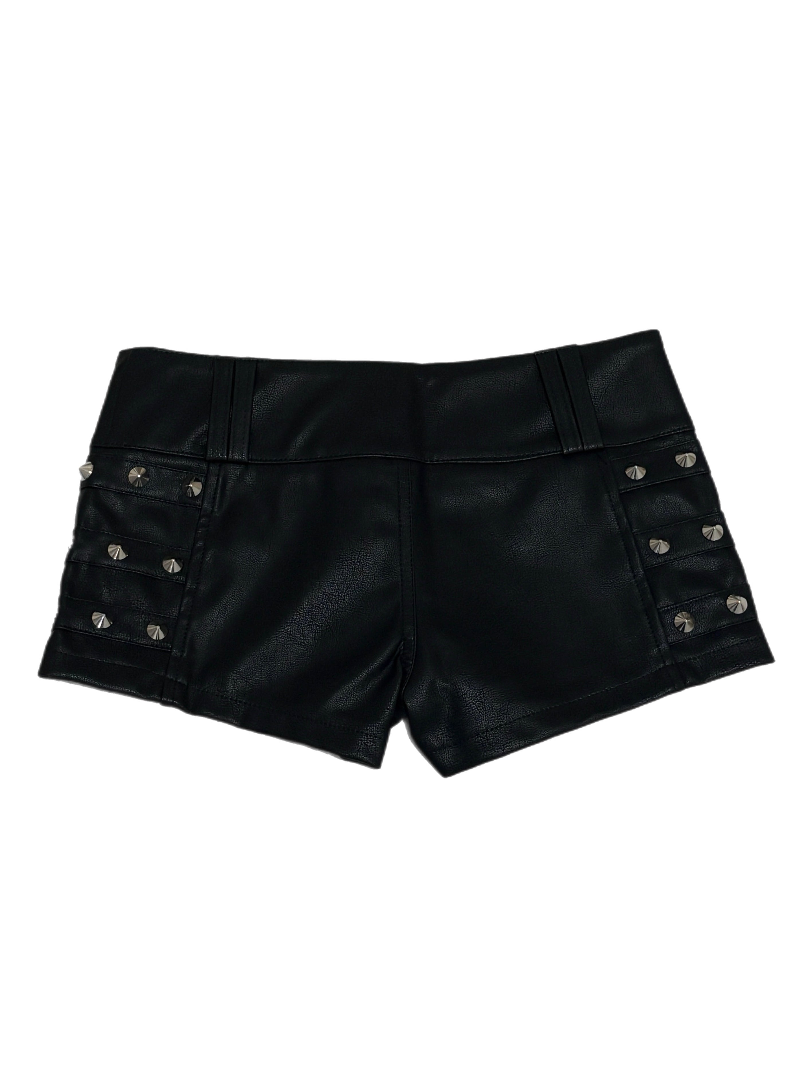 国際配送【BABY09】Studs PU Leather Micro Shorts