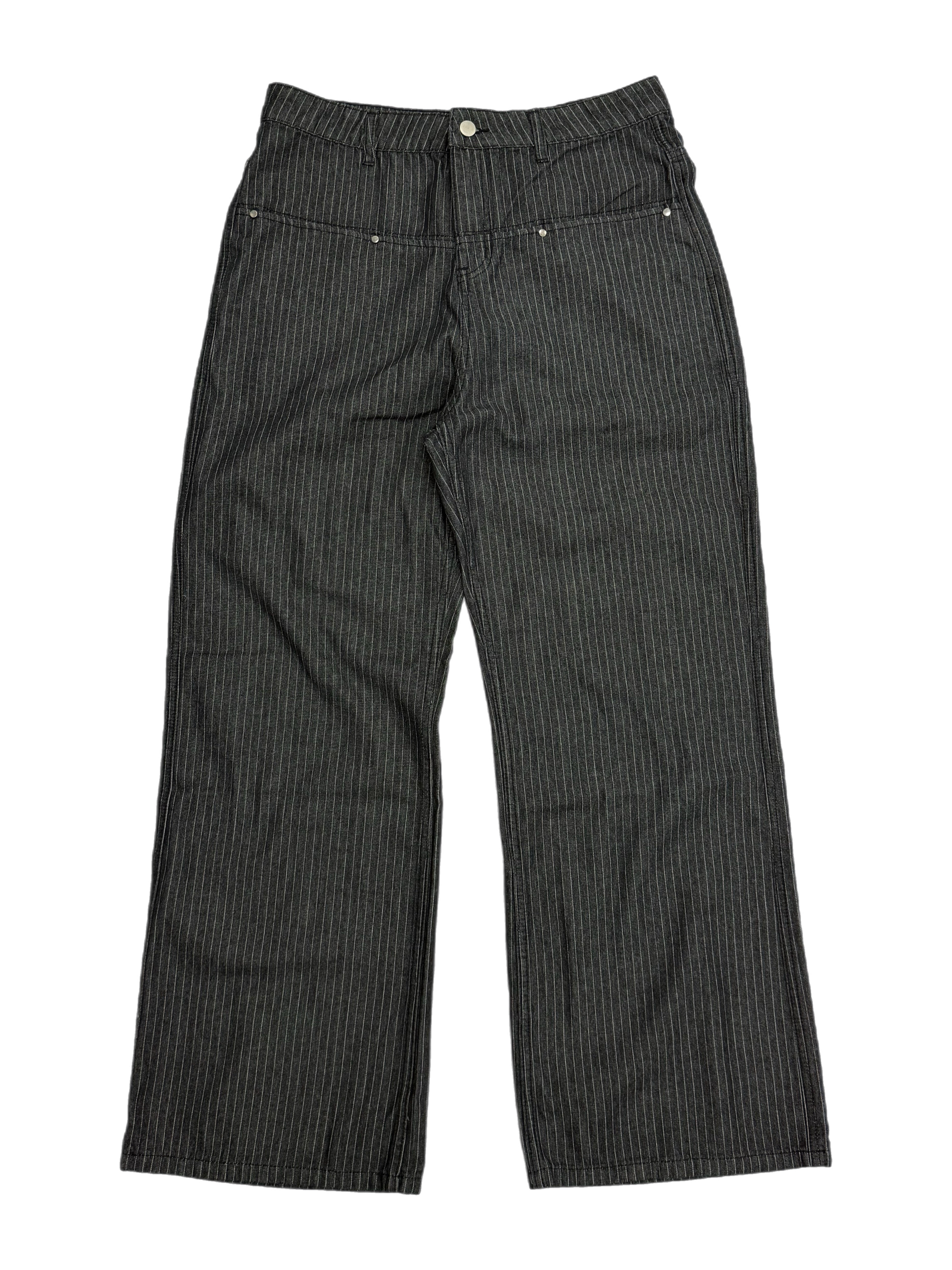 受注制【Chikashitsu +】low pocket stripe straight denim pants