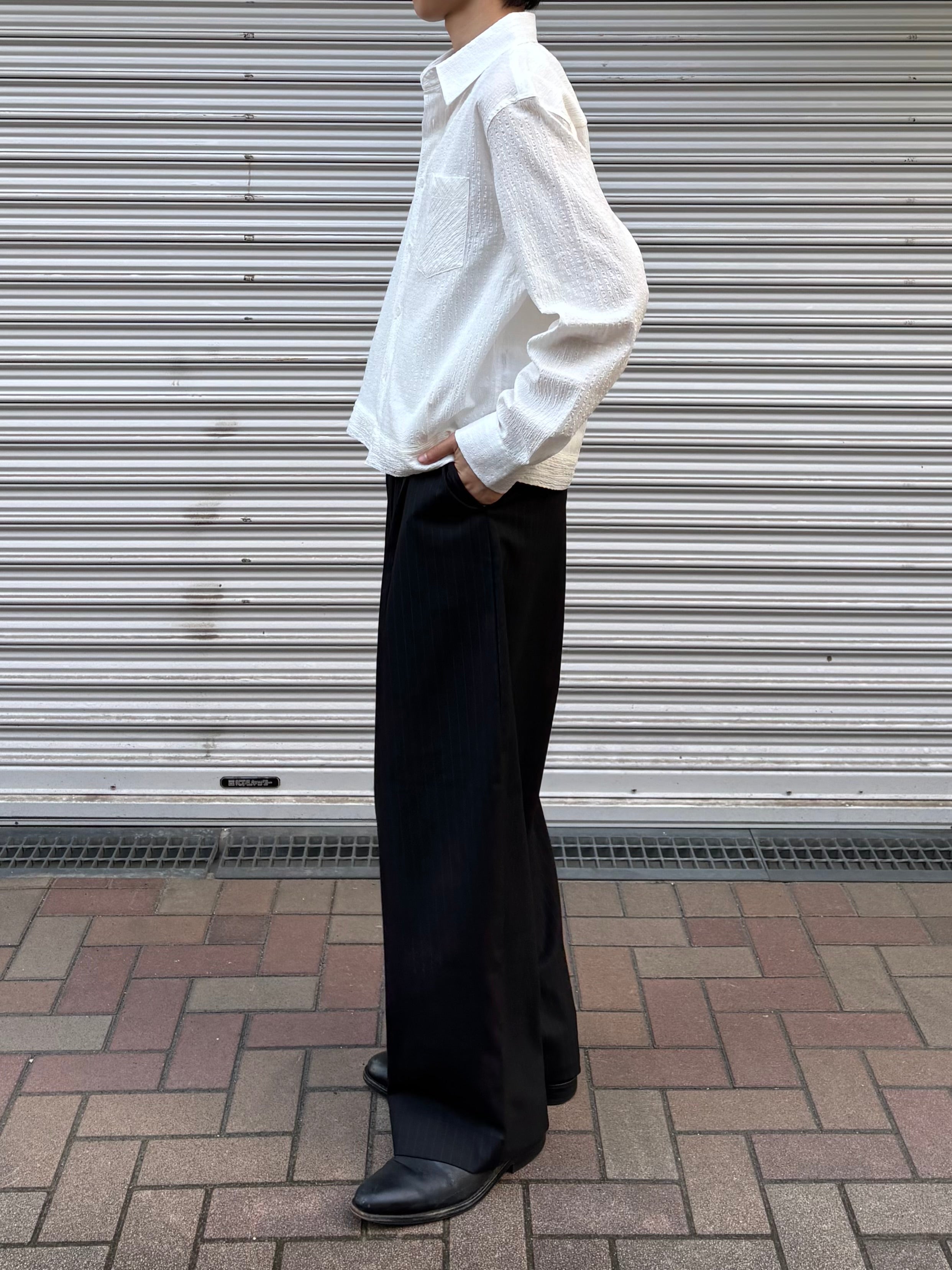 東京店WEB限定受注制【Chikashitsu +】seersucker relax check shirt (2color)