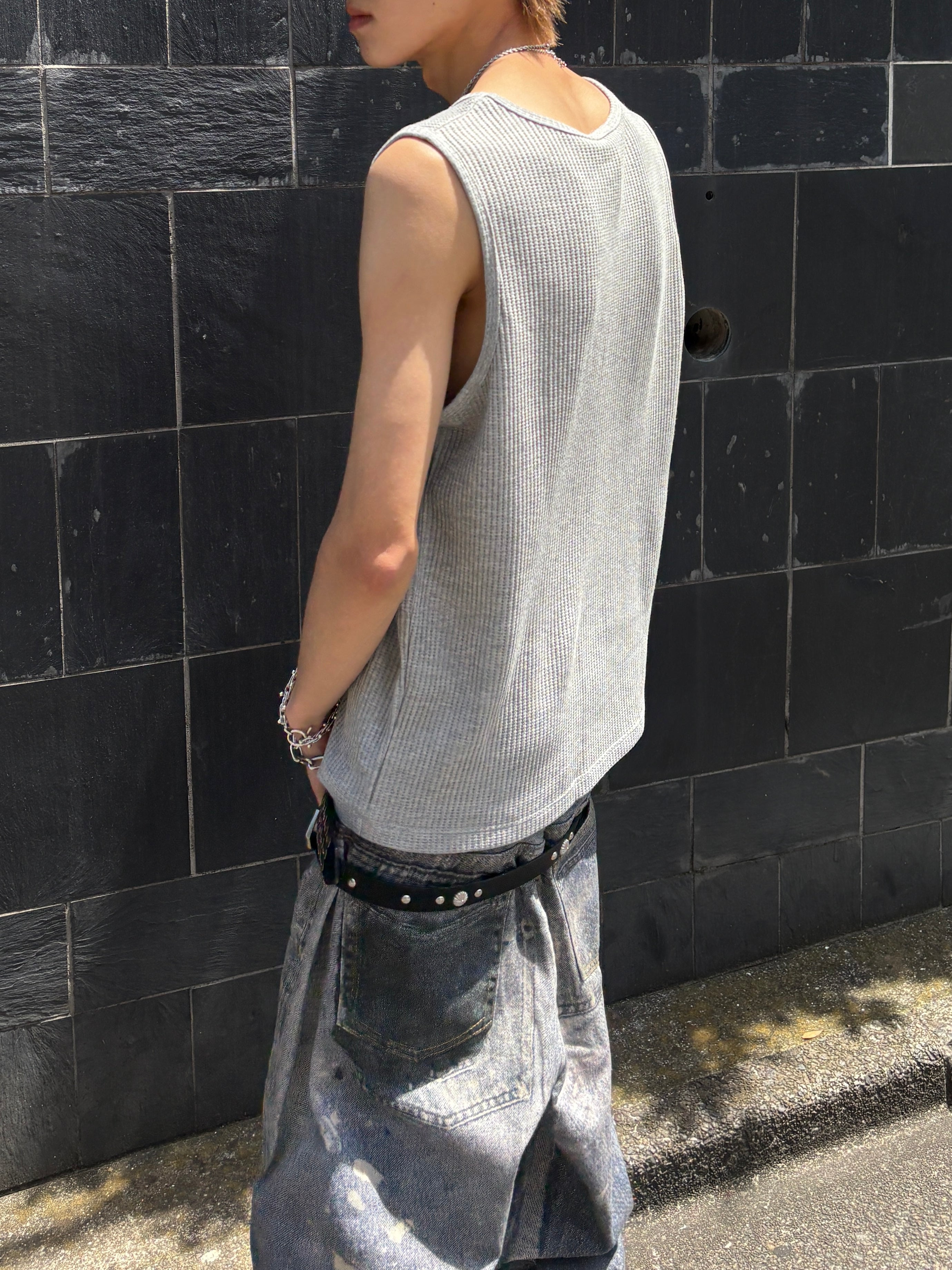 受注制【youll】Waffle tank top (3color)