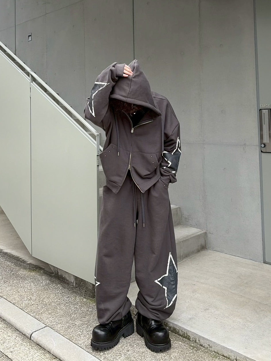 受注制【LUV CODE】star rivet zip up hoodie (2color)