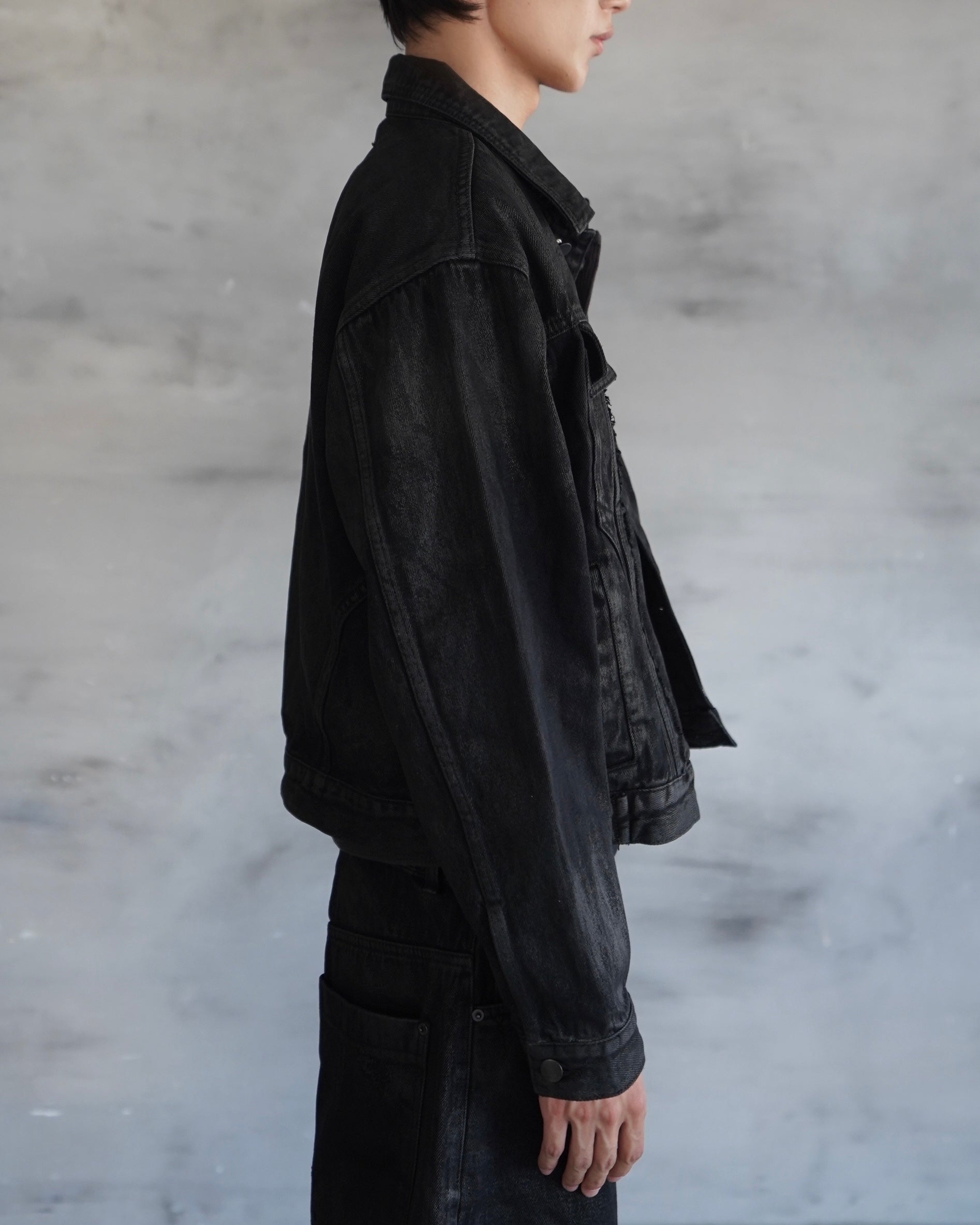 【CHIKASHITSU PLUS HIGH】Washed coating denim jacket