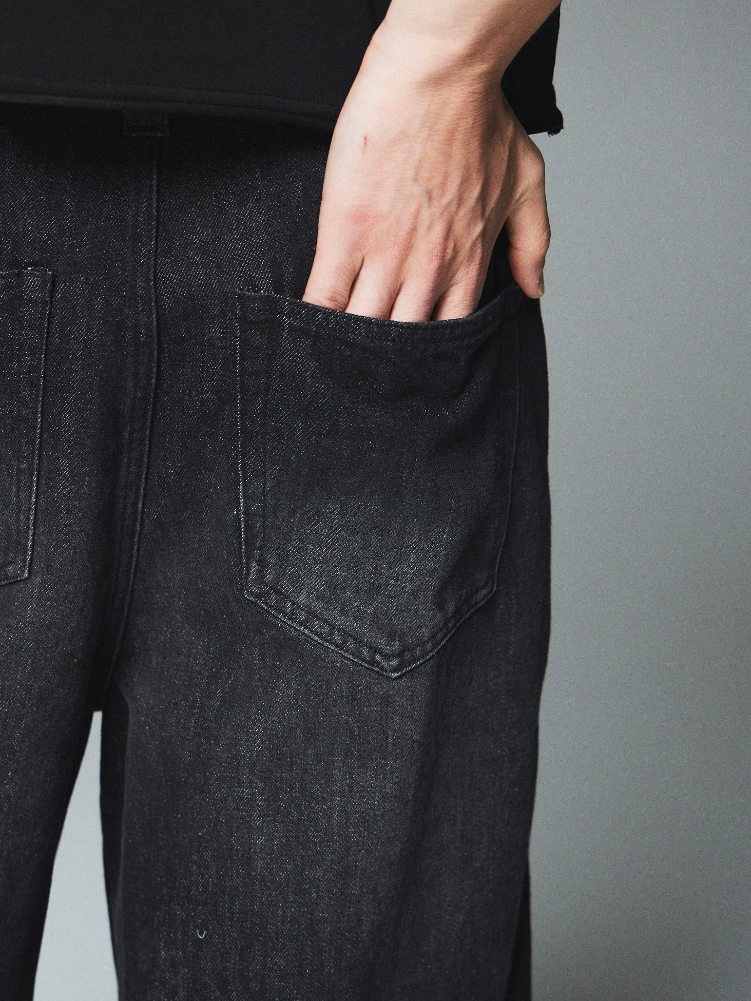 【CS】loose split cut denim pants