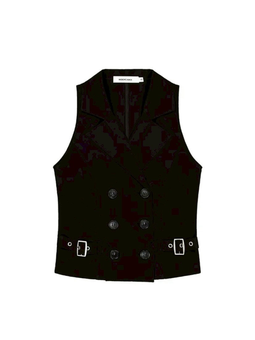 【ROCK CAKE】Double Button Halter Vest