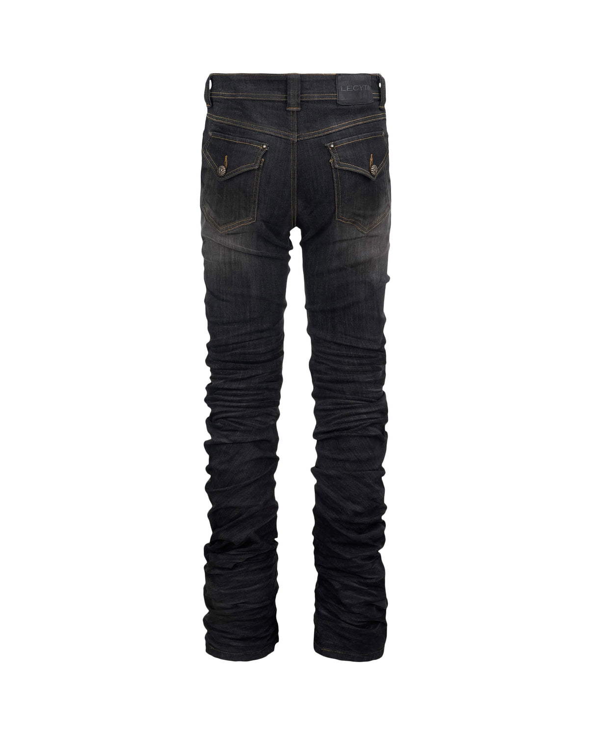 【LECYTO】Glitch Washed Curved Denim Pants