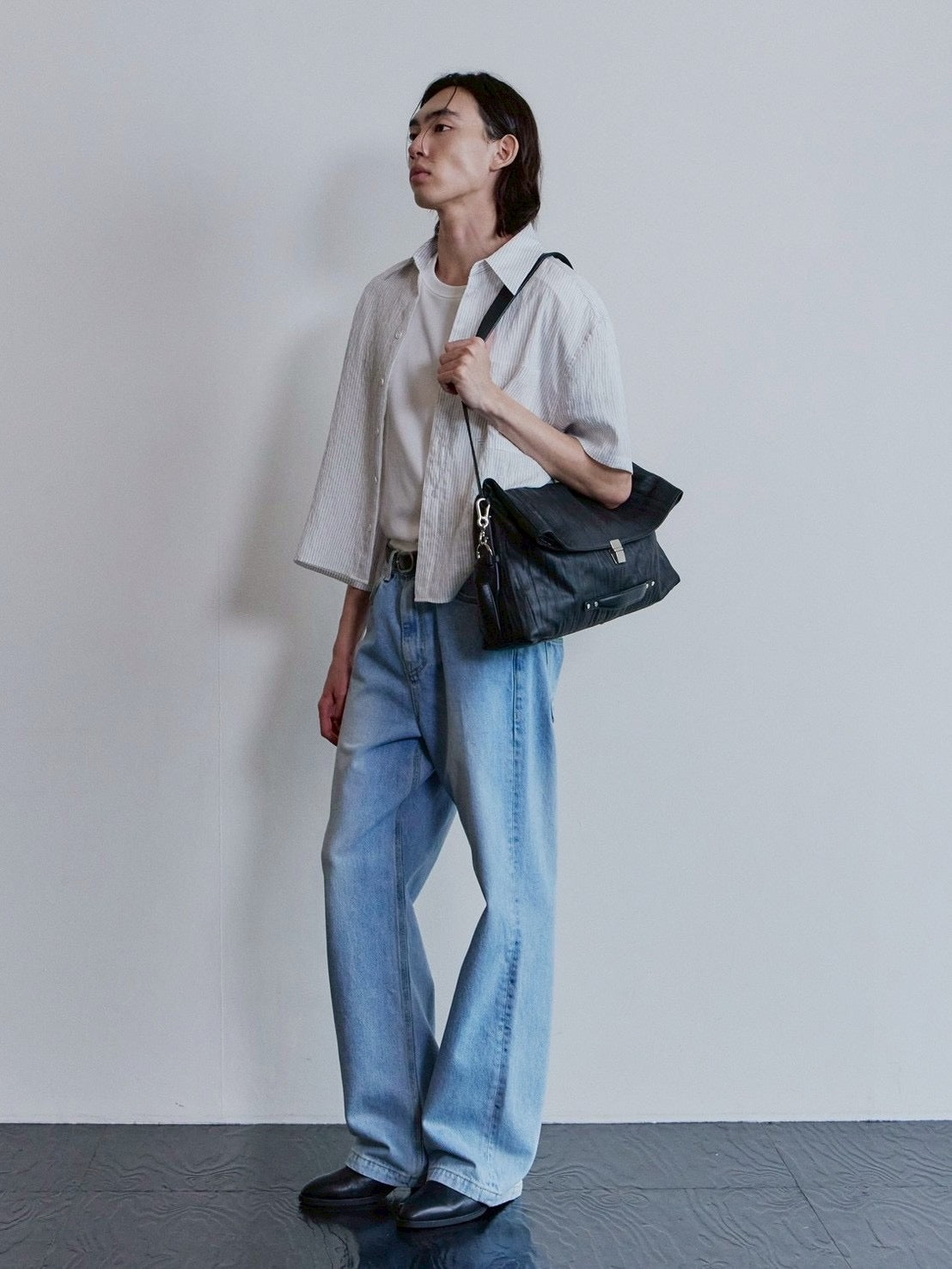 【Waviness】Sheer Origami Crop Half Shirts