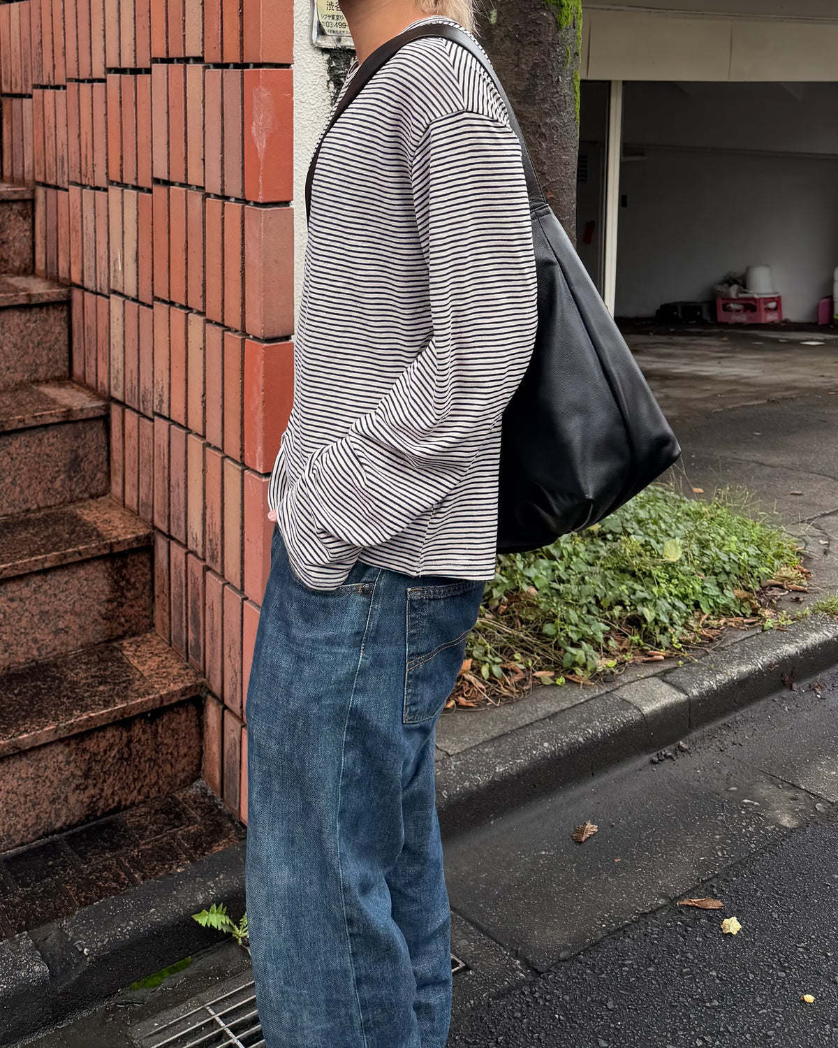 東京店WEB限定受注制【Chikashitsu +】cropped border long sleeve tee (2color)