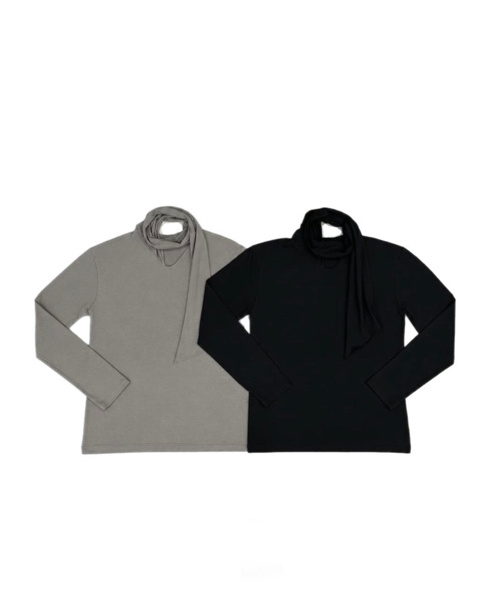 受注制【nmtc+】Draped Scarf Neck Top (2color)