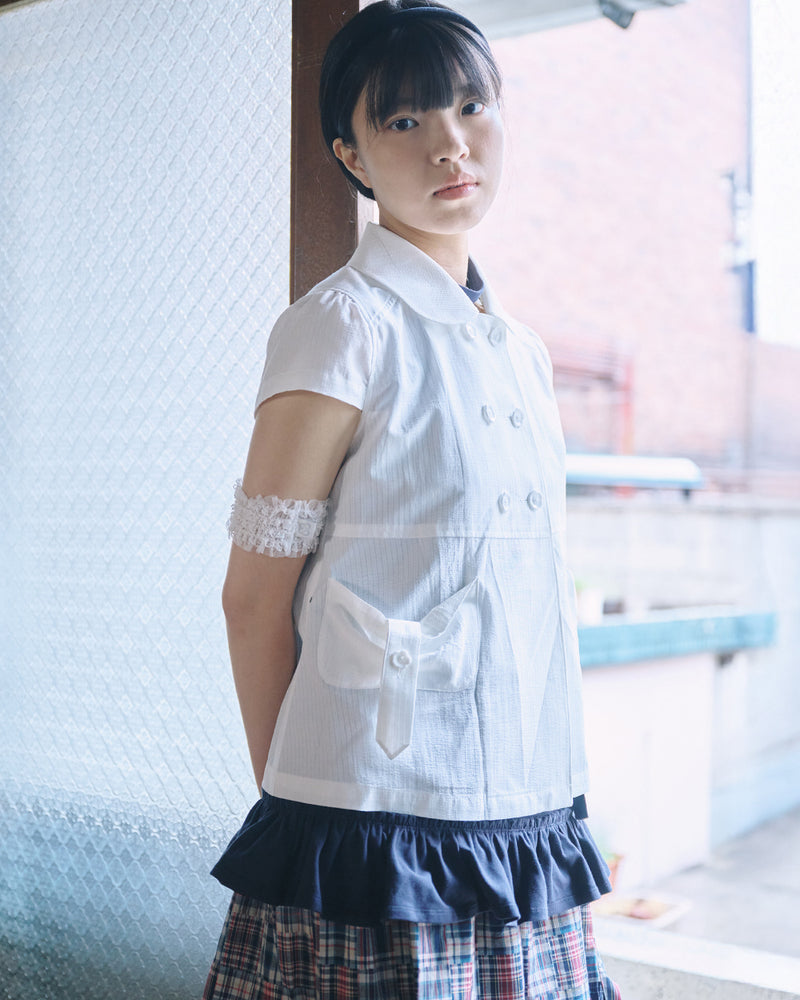 【TUOMIO】ROUND COLLAR HALF JACKET
