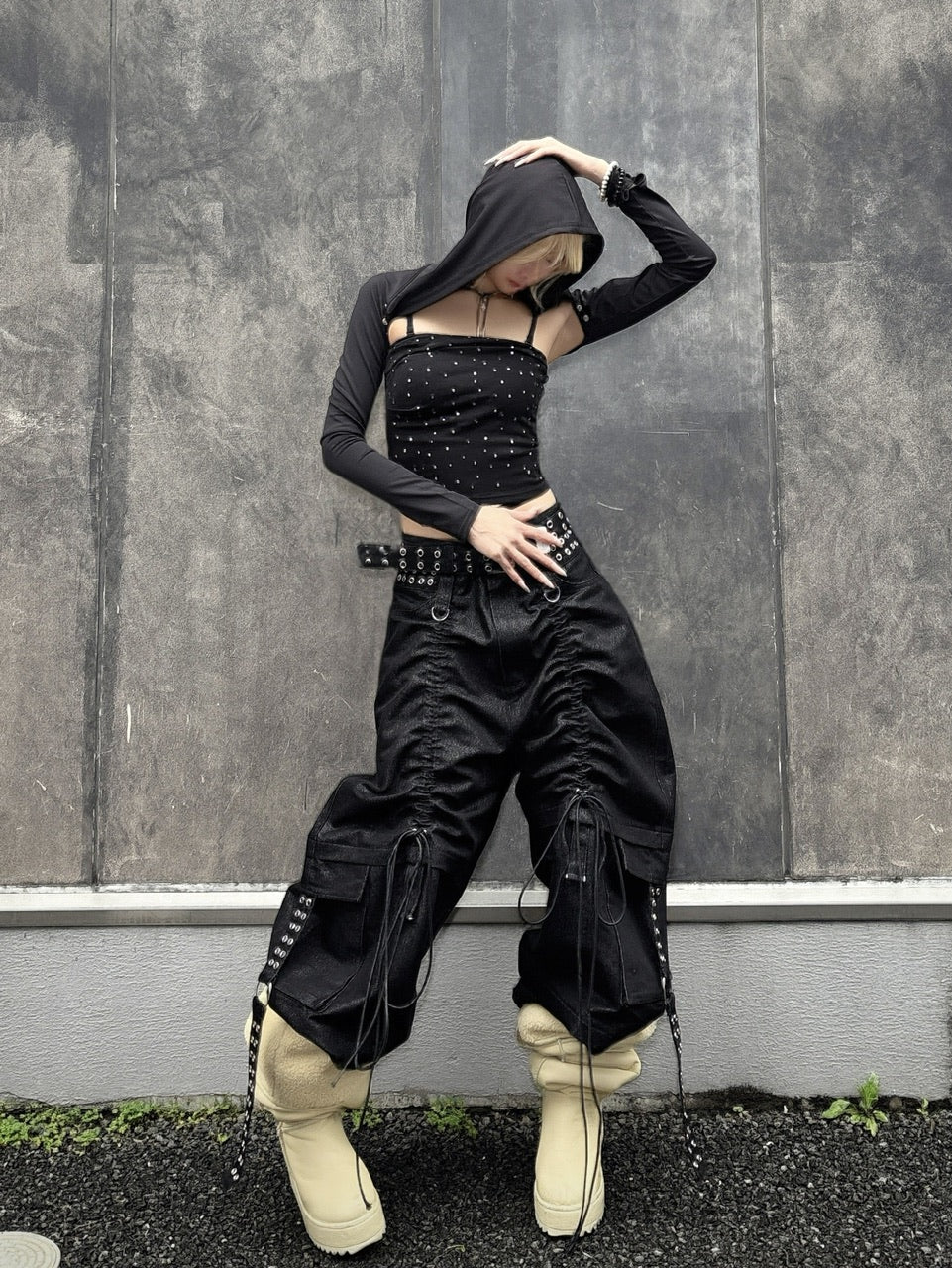 国際配送【Never mind the XU】rhinestone tubetop