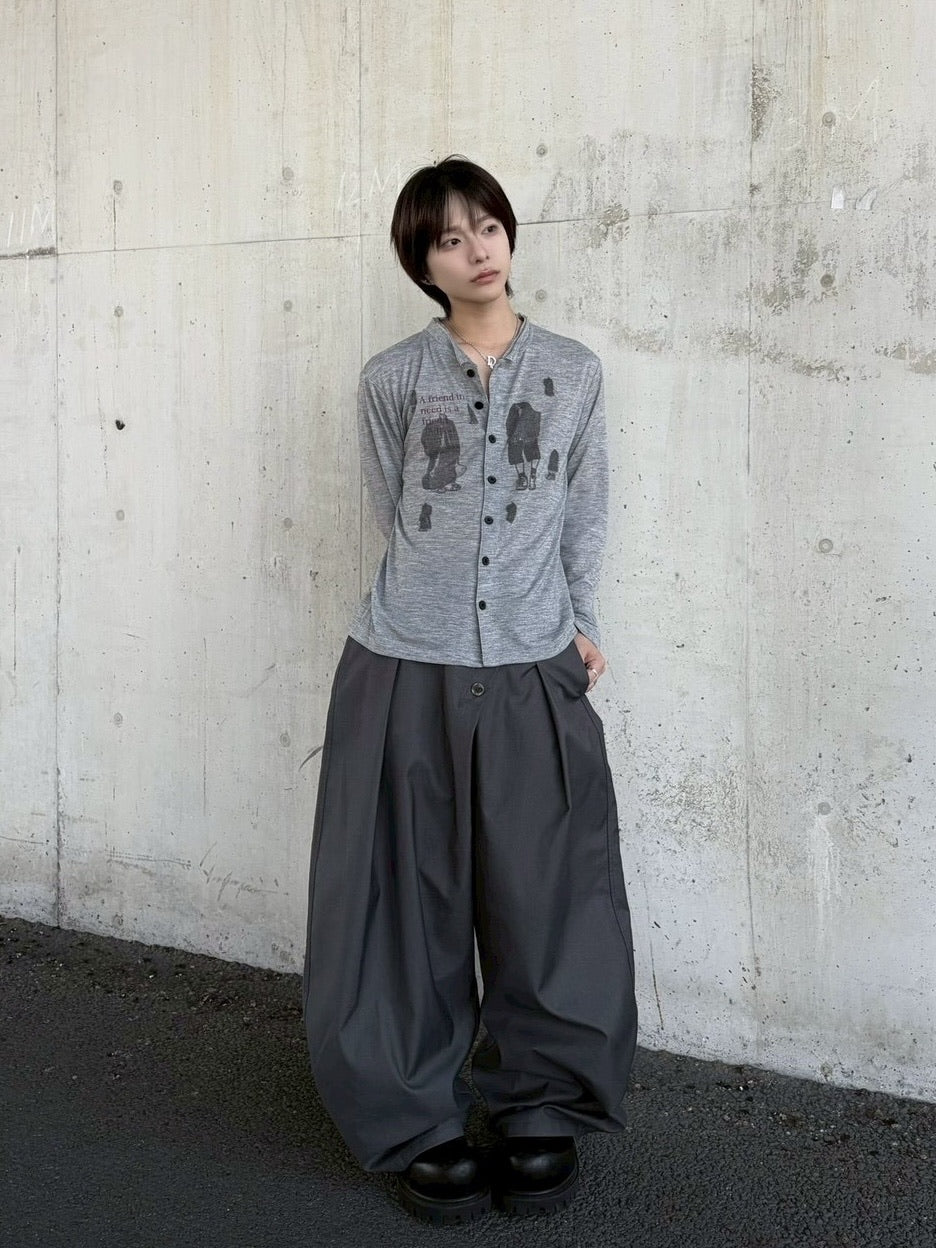 国際配送【LUV CODE】stand collar shirt (2color)