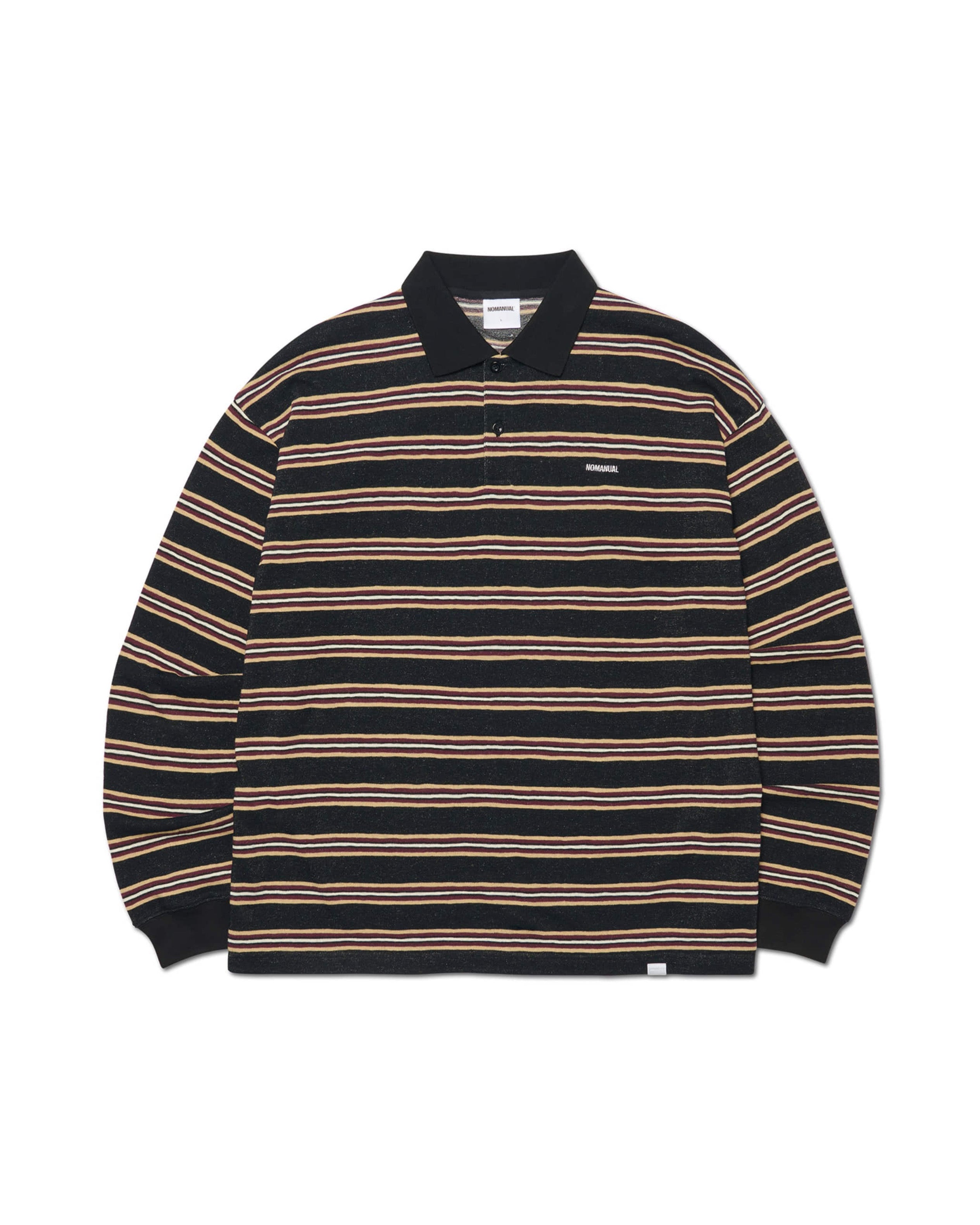 【NOMANUAL】STRIPE POLO LONG SLEEVE TEE